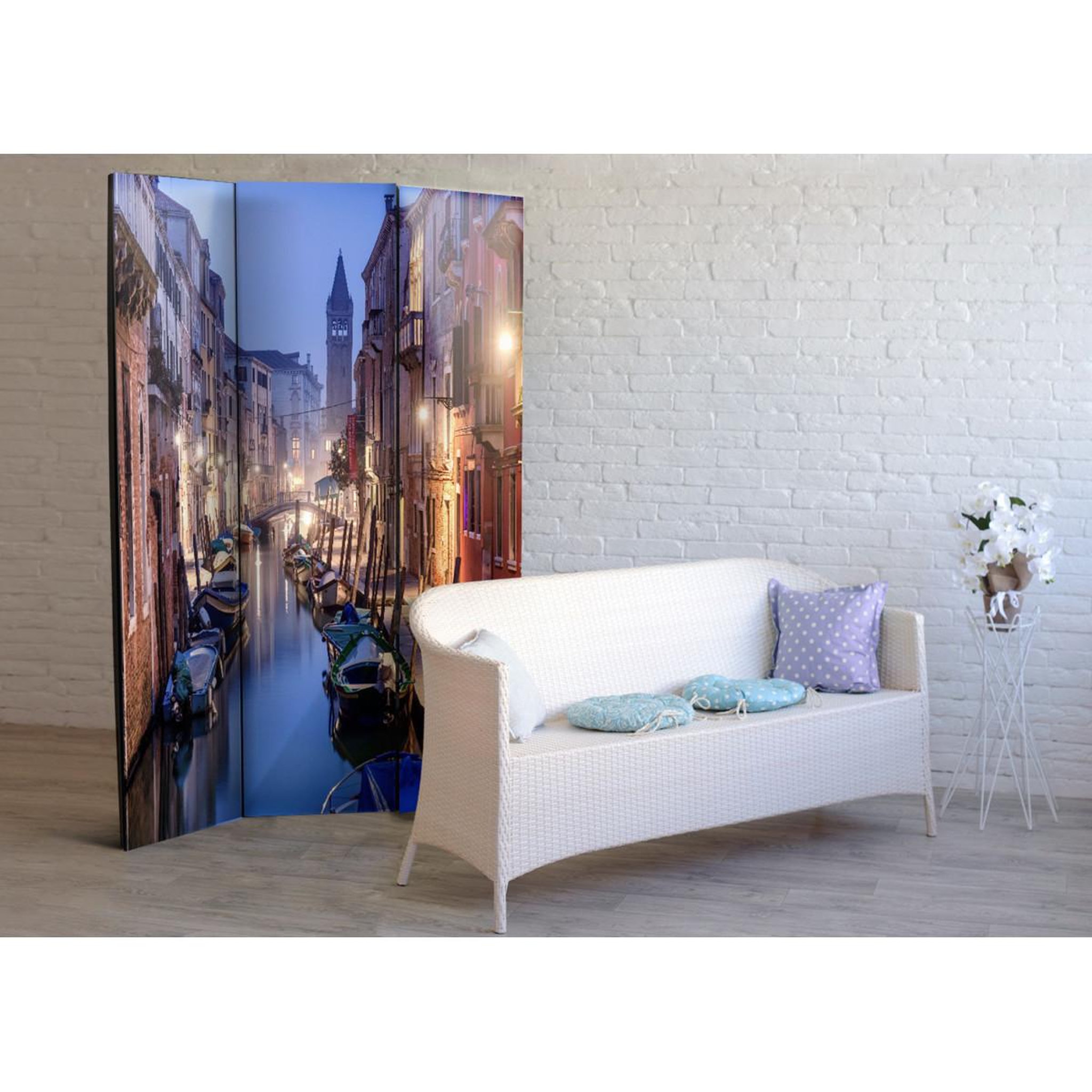 Voir la diapositive 2 : Paris Prix Paravent 3 volets  evening in venice  135x172cm