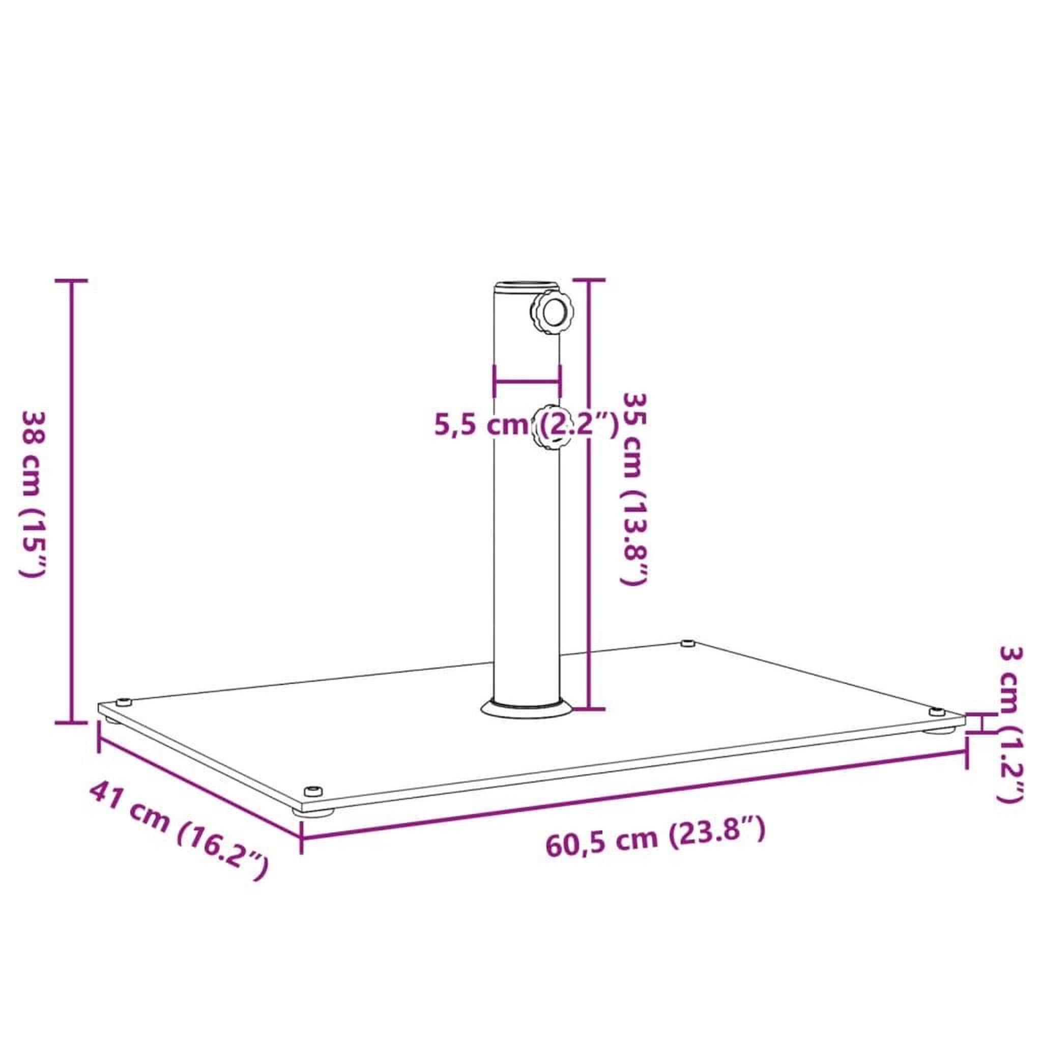 Voir la diapositive 6 : VIDAXL Base de parasol pour mats Ø32/38/48 mm 15 kg rectangulaire