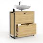 Voir la diapositive 5 : ID MARKET Meuble sous-lavabo salle de bain 2 tiroirs DETROIT design industriel