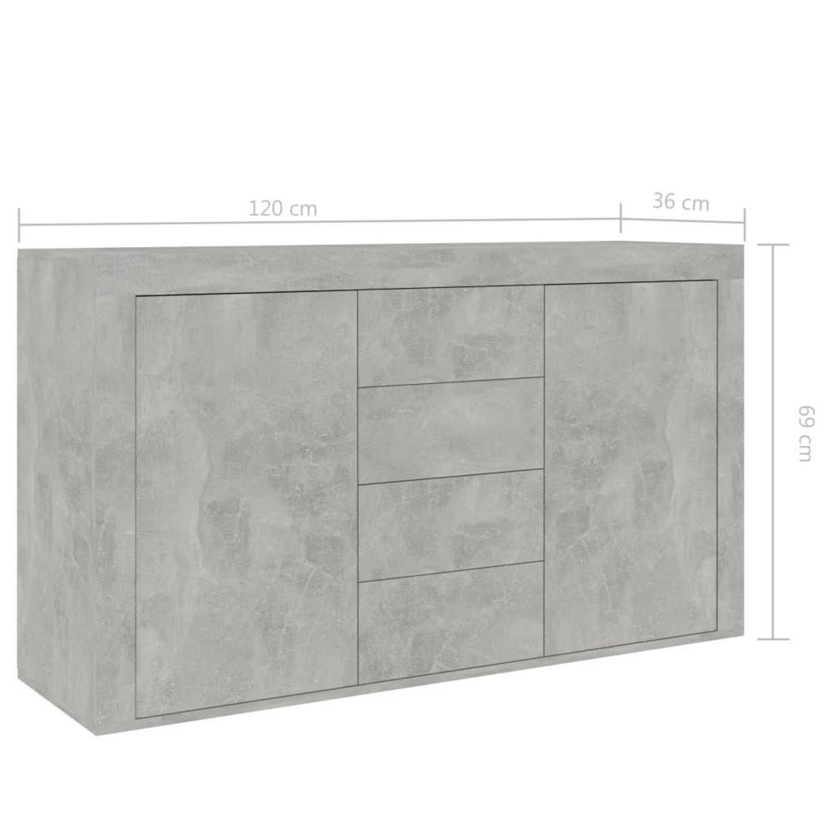 VIDAXL Buffet Gris beton 120x36x69 cm Bois d'ingenierie