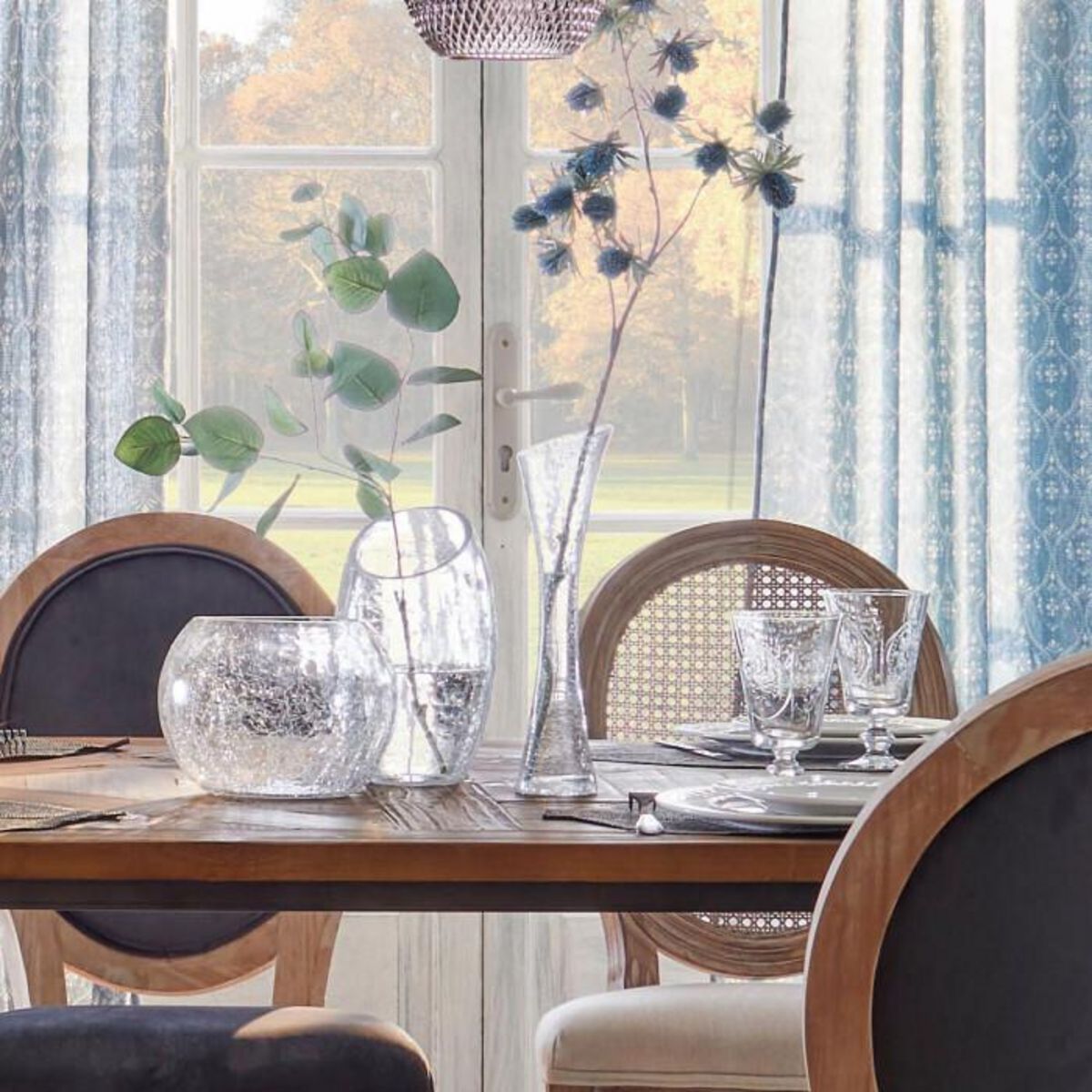 ATMOSPHERA Soliflore Evasé  Craquelé  30cm Transparent