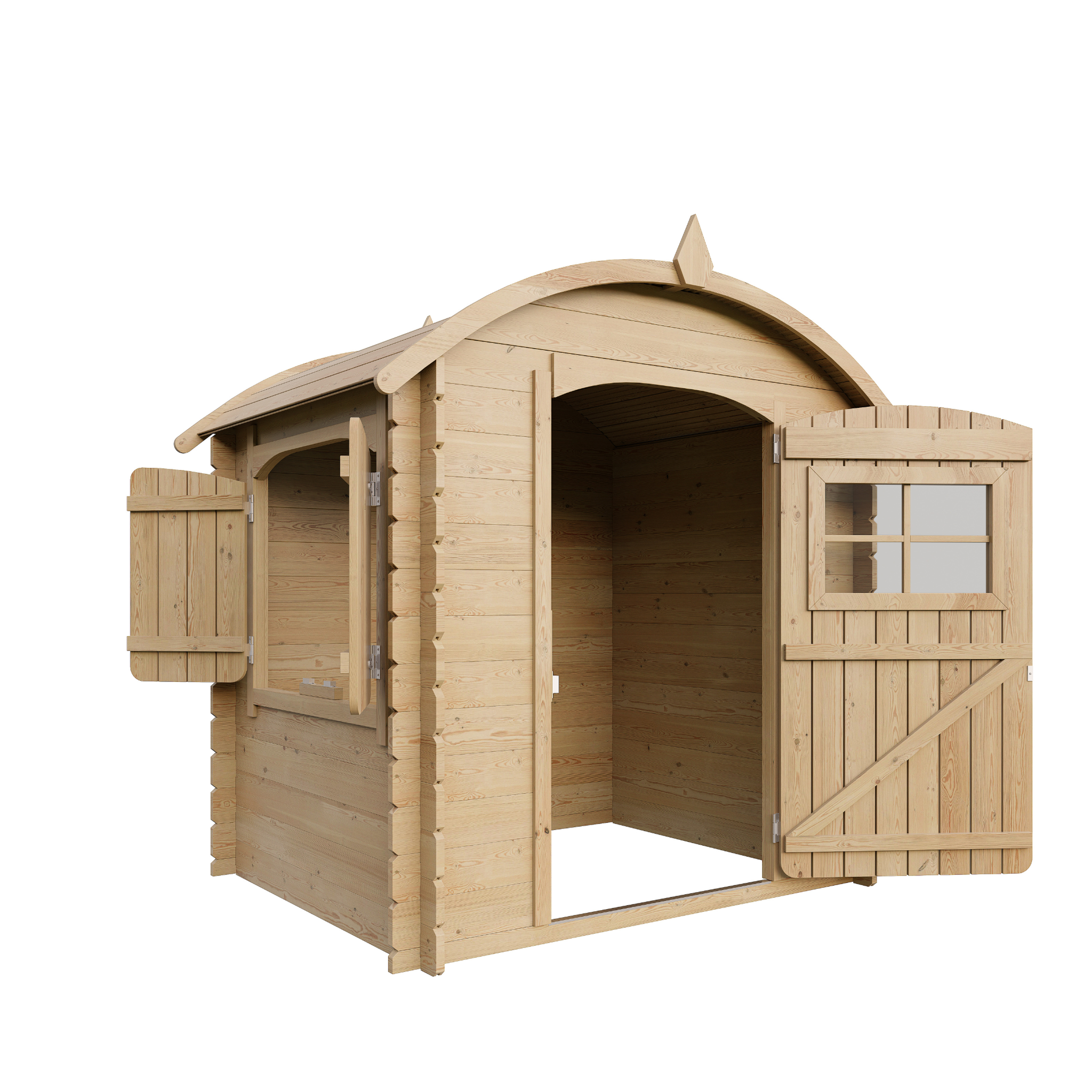 Voir la diapositive 2 : TIMBELA Maison en bois pour enfants sans plancher maison de jeux pour l'extérieur 112x146x145cm m505-1