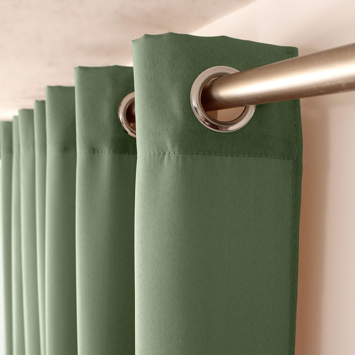 TOILINUX Rideau en toile unie Basic à 8 œillets - 140 x 240 cm - Vert argile