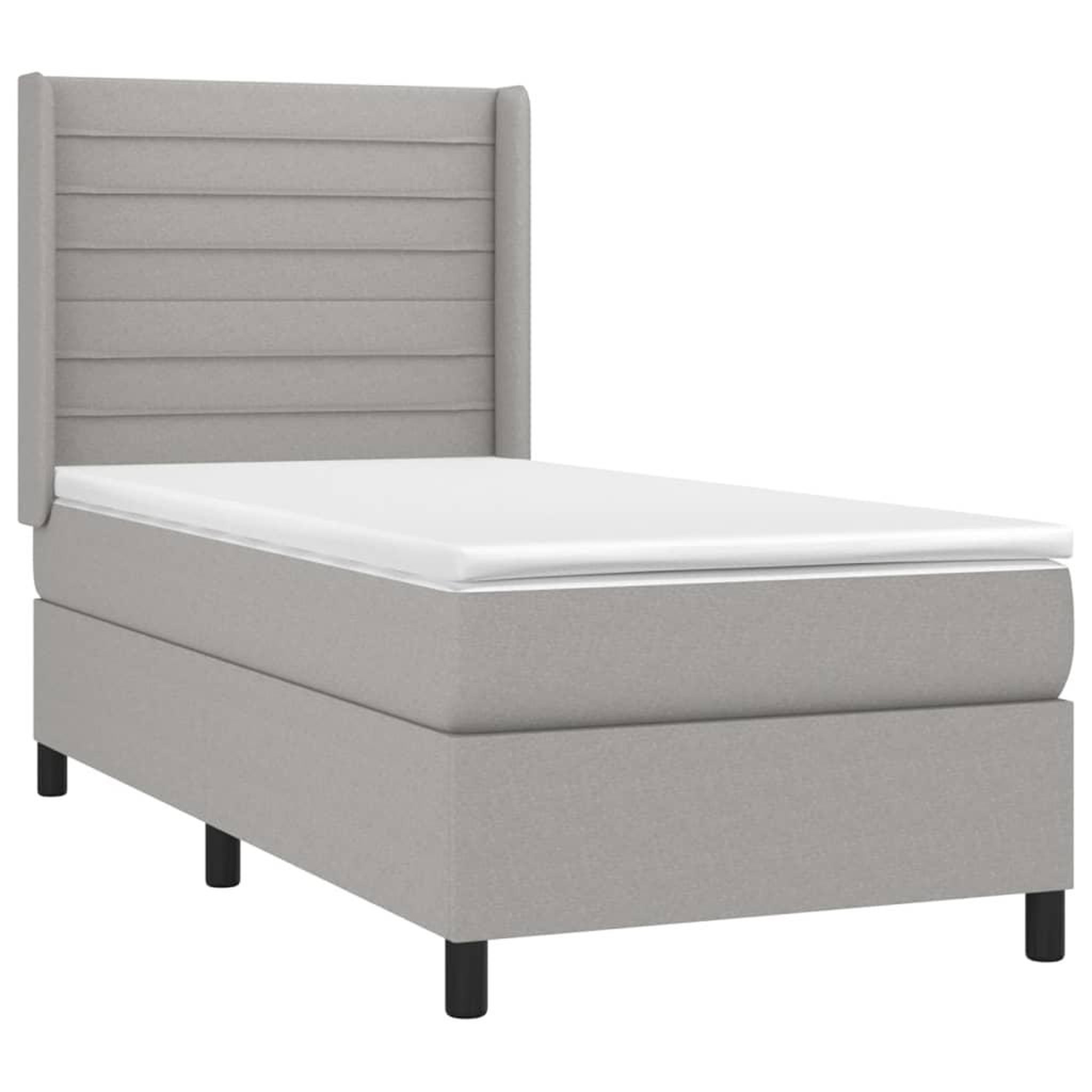 Voir la diapositive 3 : VIDAXL Sommier a lattes de lit avec matelas Gris clair 80x200 cm Tissu