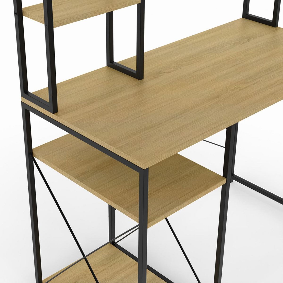 ID MARKET Bureau avec étagères de rangement DETROIT design industriel