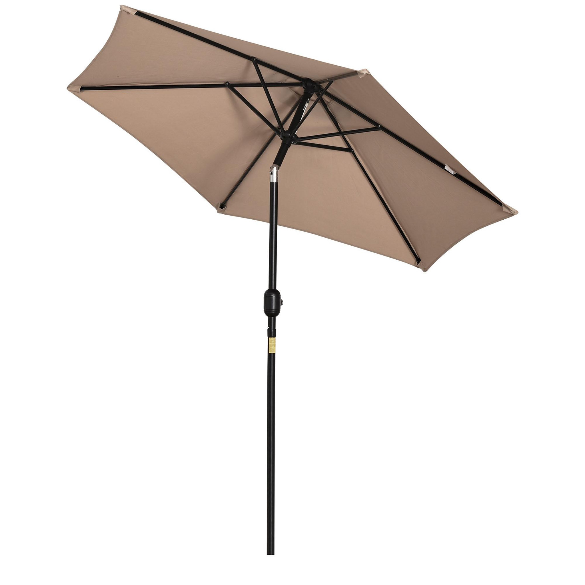 OUTSUNNY Parasol hexagonal inclinable dim. Ø 2,3 x 2,16H m métal polyester haute densité beige