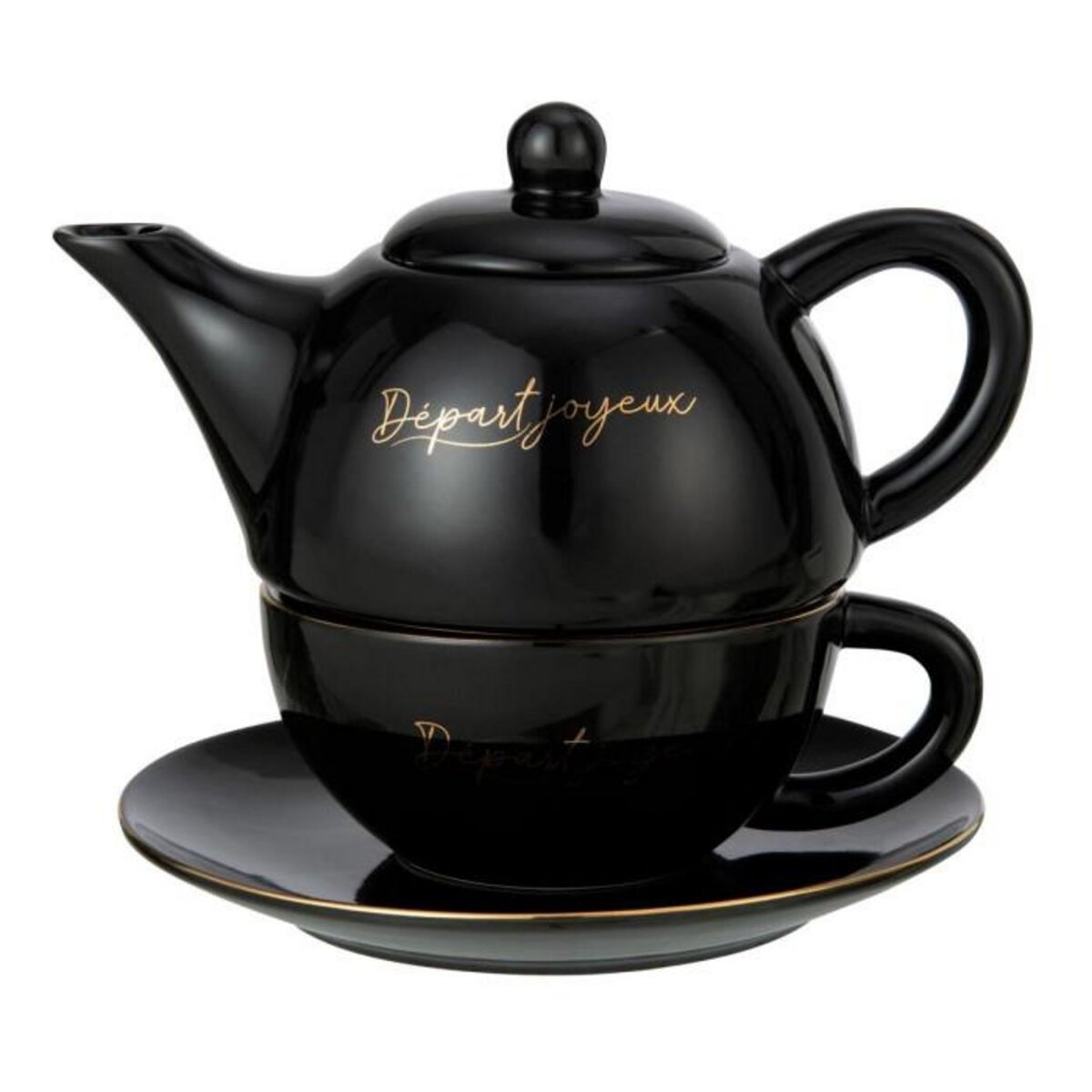 Paris Prix Théière avec Tasse & Sous-Tasse  Ilene  19cm Noir