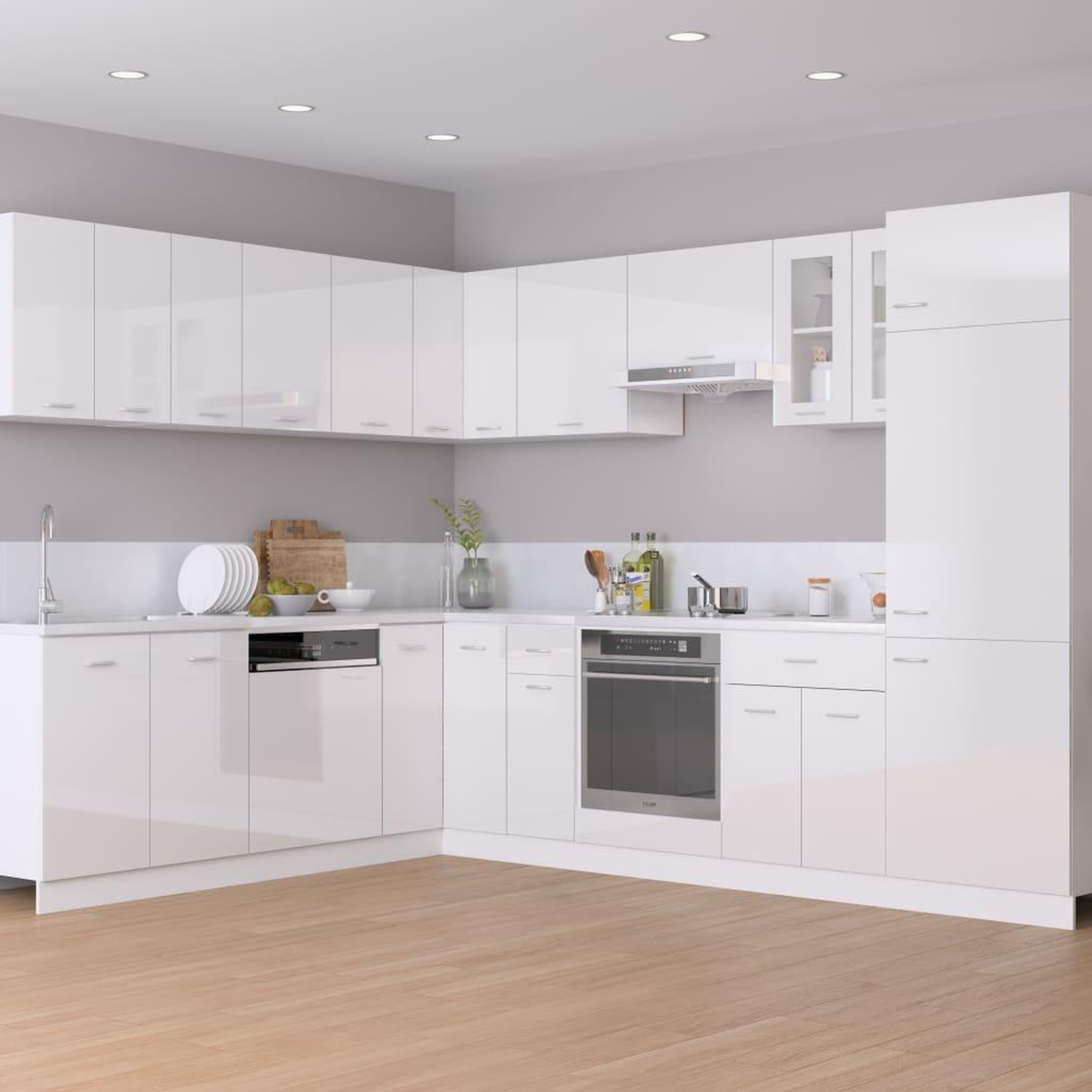 Voir la diapositive 3 : VIDAXL Armoire de plancher d'angle blanc brillant 75,5x75,5x81,5 cm
