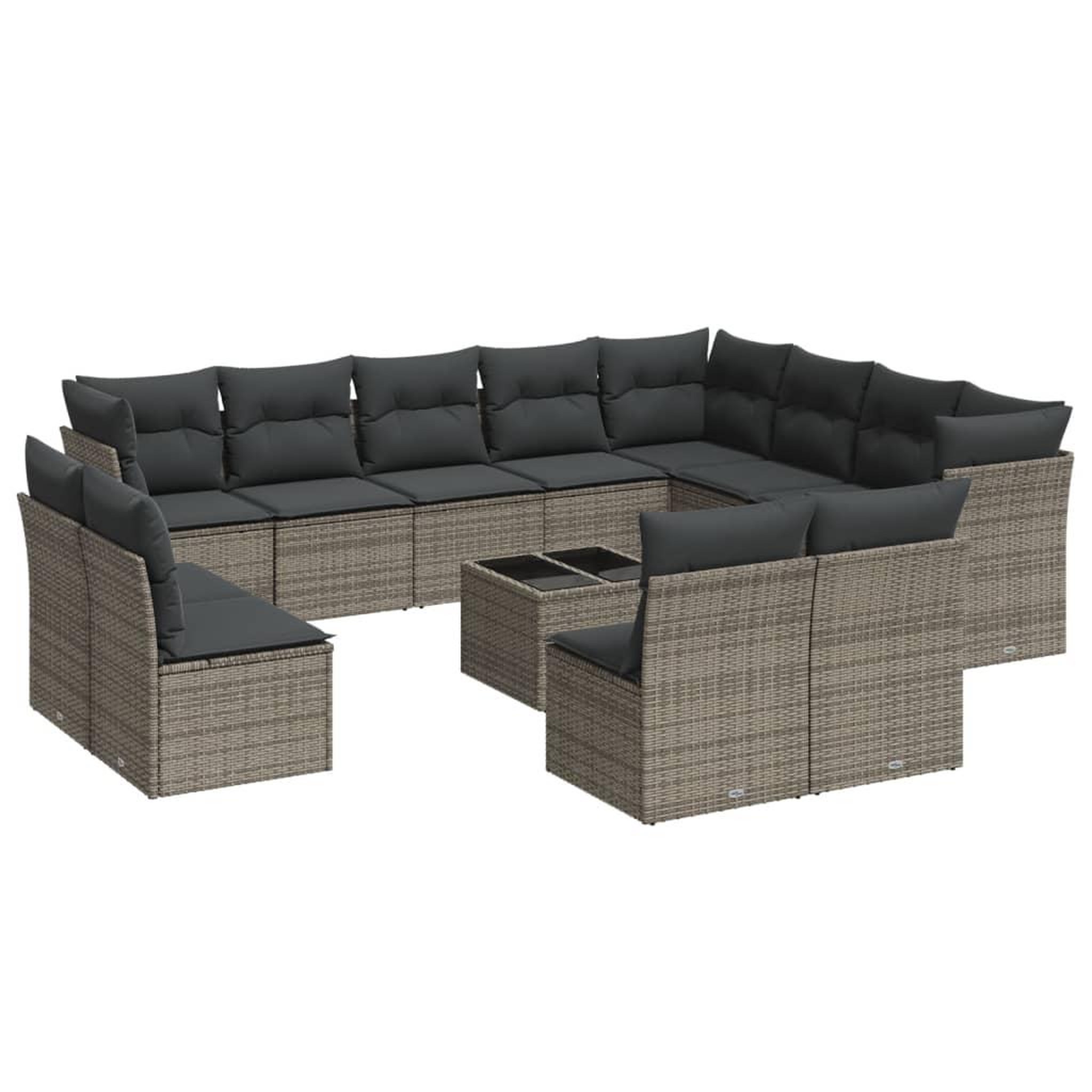 Voir la diapositive 2 : VIDAXL Salon de jardin avec coussins 13 pcs gris resine tressee