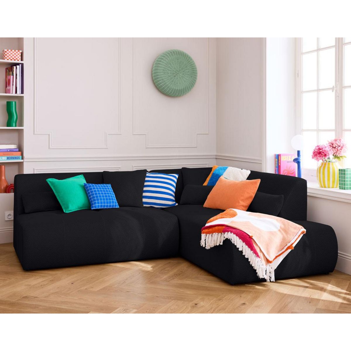 LISA DESIGN Onyx - canapé modulable d'angle droit 5 places - en tissu mailles 3d