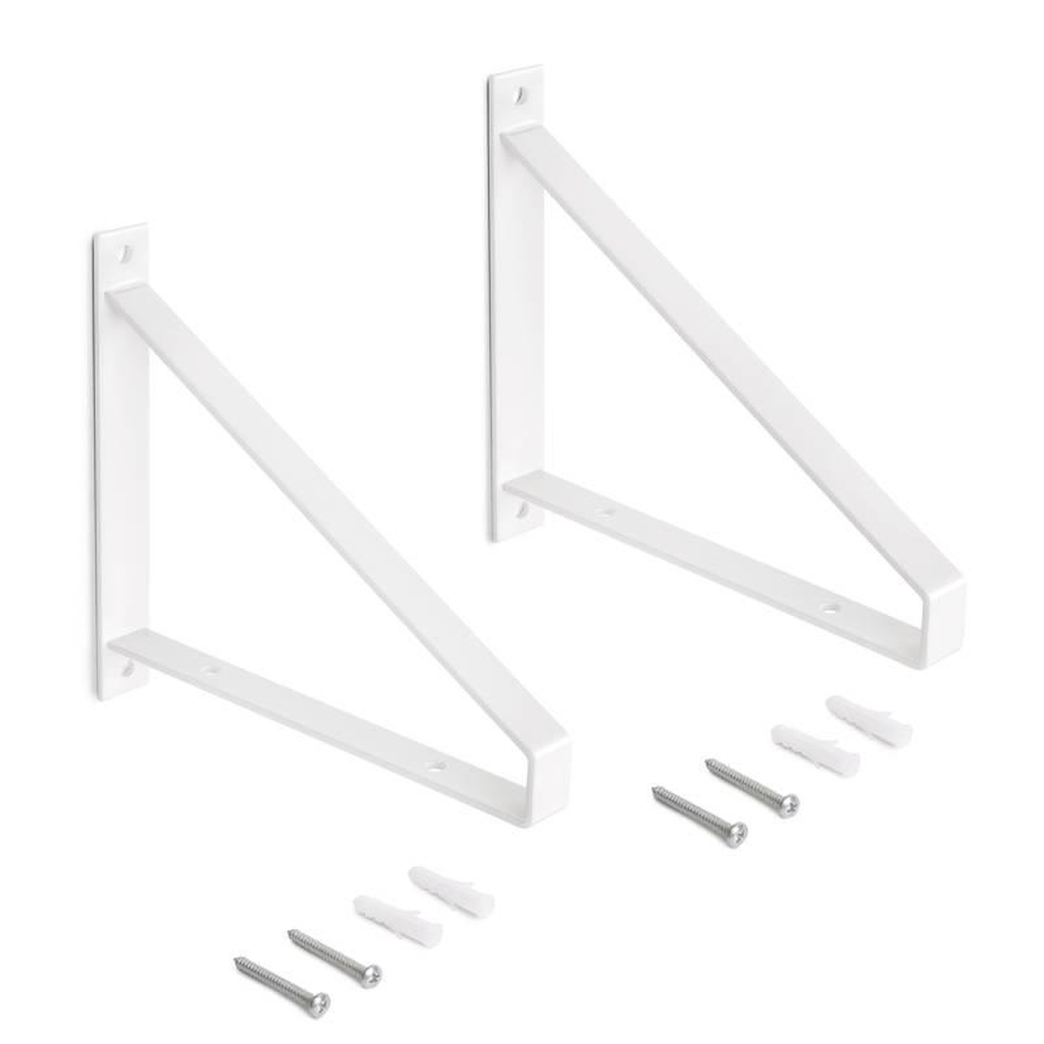 EMUCA SRL Jeu de supports pour étagères en bois Shelf avec forme triangulaire - Acier - Peint en blanc
