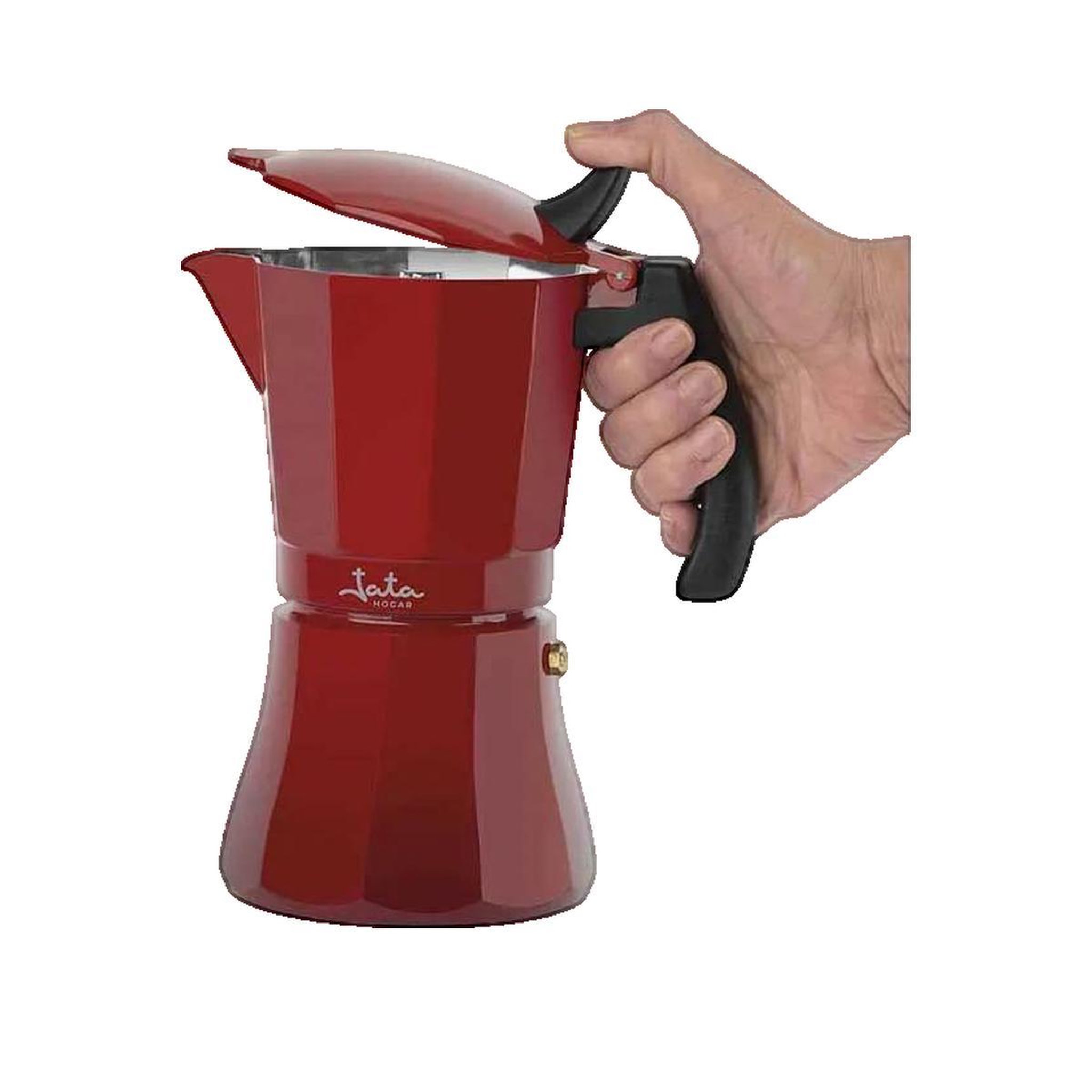 Voir la diapositive 2 : JATA Cafetière Italienne Jata HCAF2006 6 Tasses Aluminium Rouge