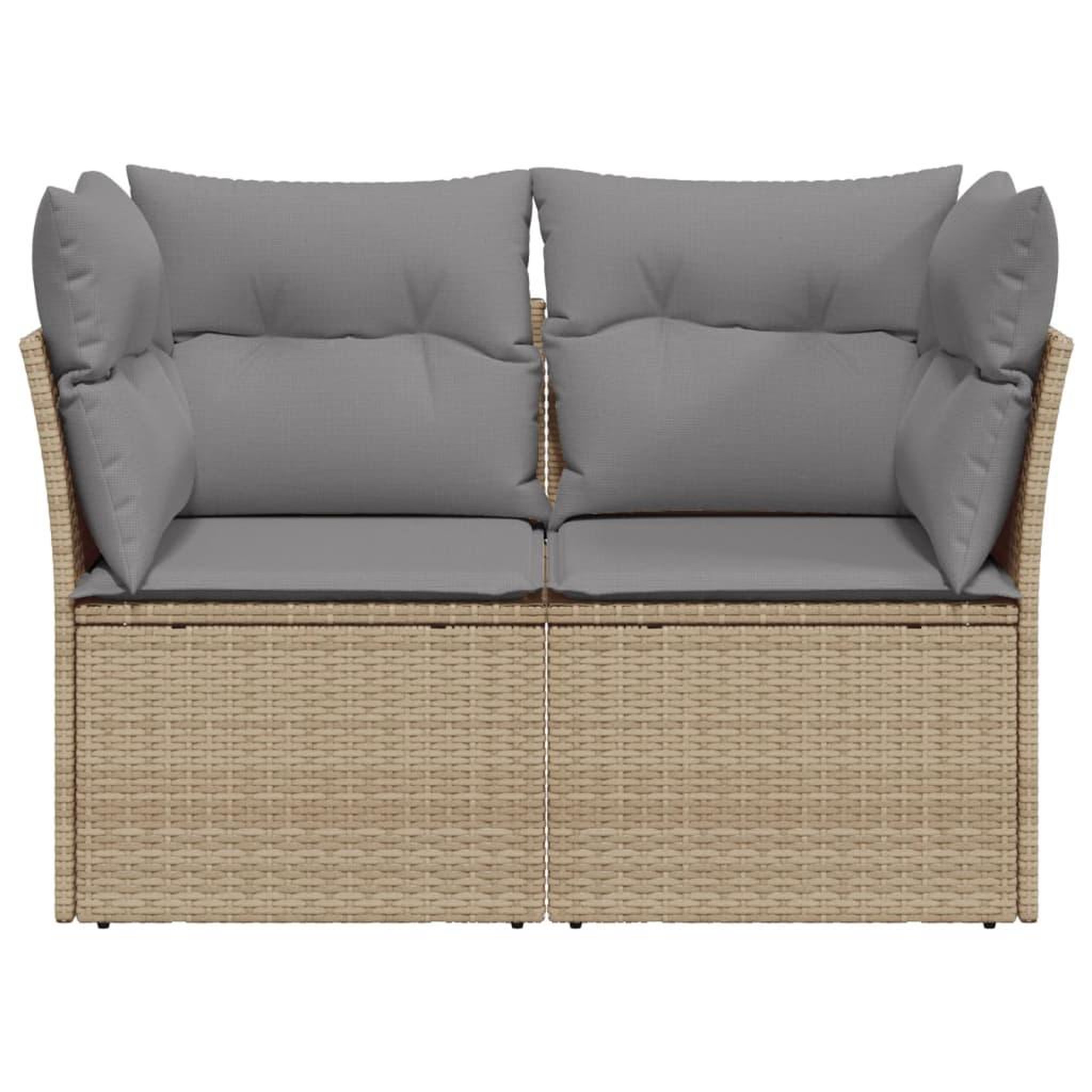 Voir la diapositive 4 : VIDAXL Canape de jardin avec coussins 2 places beige resine tressee