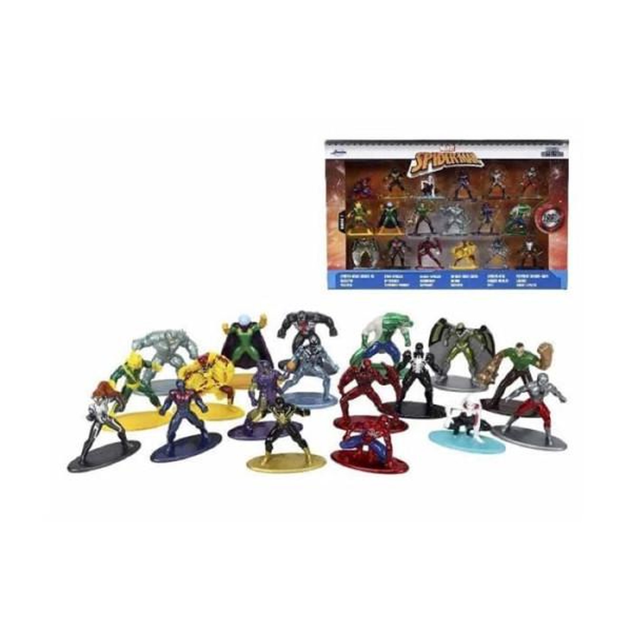 Voir la diapositive 2 : SIMBA.DICKIE.GROUP Coffret Spiderman - 18 figurines 4cm en métal - Personnages de l'univers Spiderman