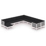 Voir la diapositive 1 : VIDAXL Salon de jardin 11 pcs avec coussins Blanc Bois de pin massif