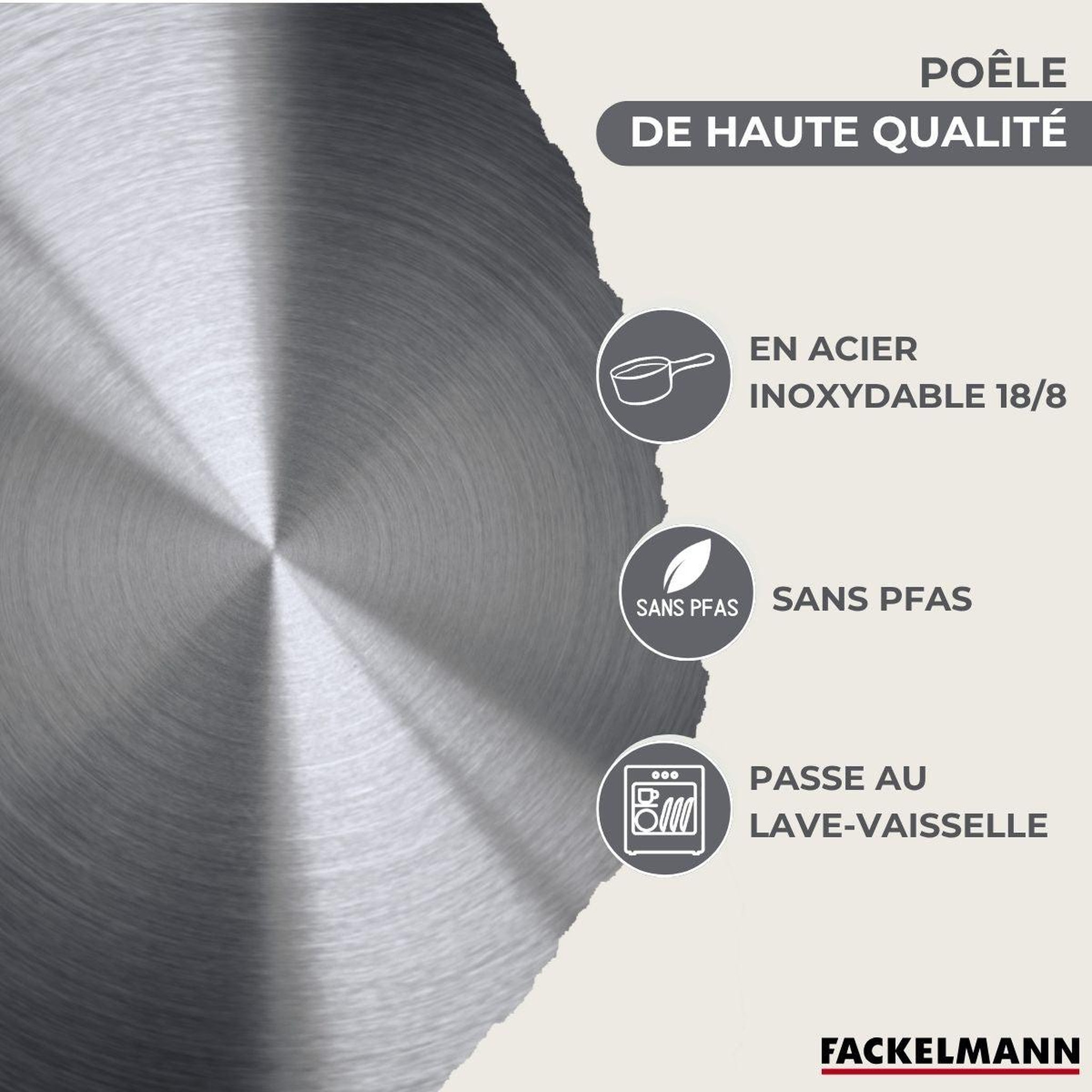 Voir la diapositive 4 : Fackelmann Set 2 poêles 20 et 24 cm en inox fackelmann geneva