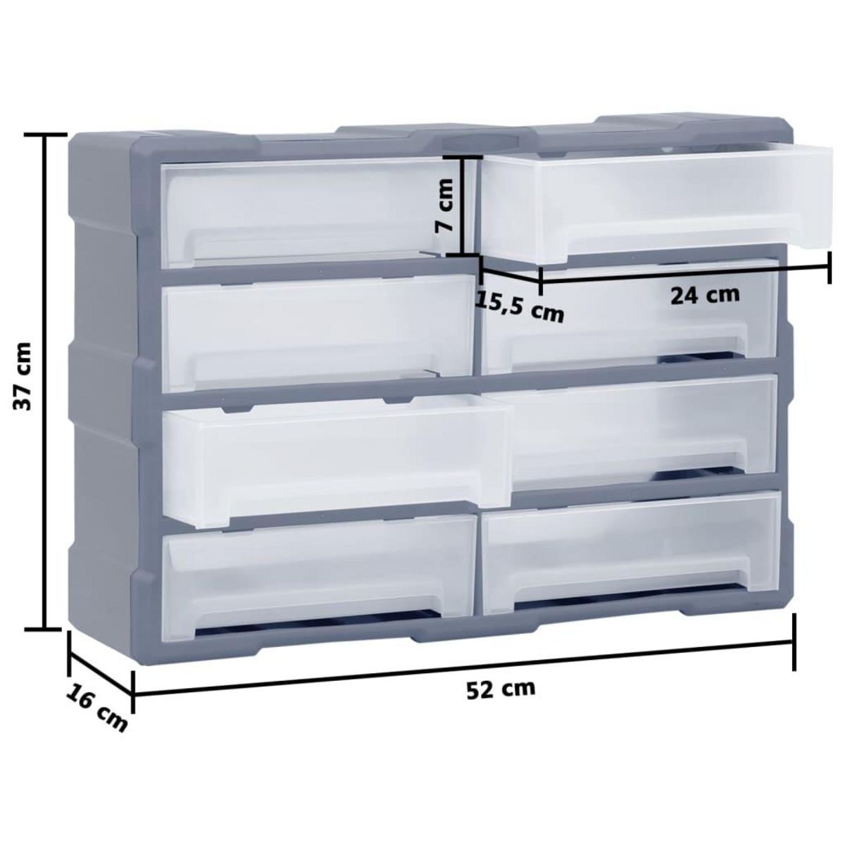 VIDAXL Organisateur multi-tiroirs avec 8 grands tiroirs 52x16x37 cm