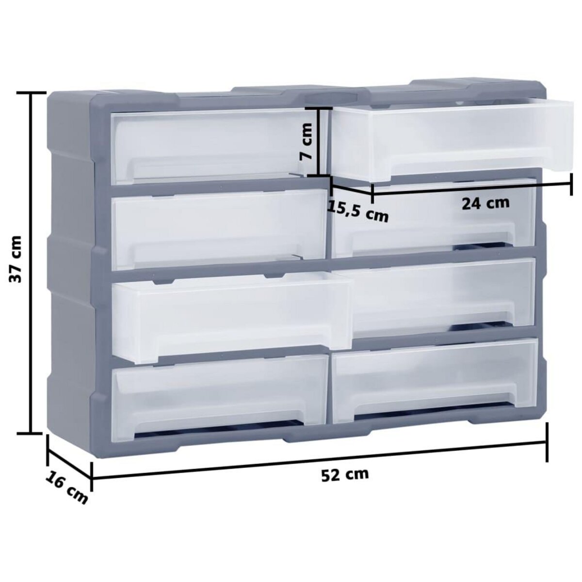 VIDAXL Organisateur multi-tiroirs avec 8 grands tiroirs 52x16x37 cm