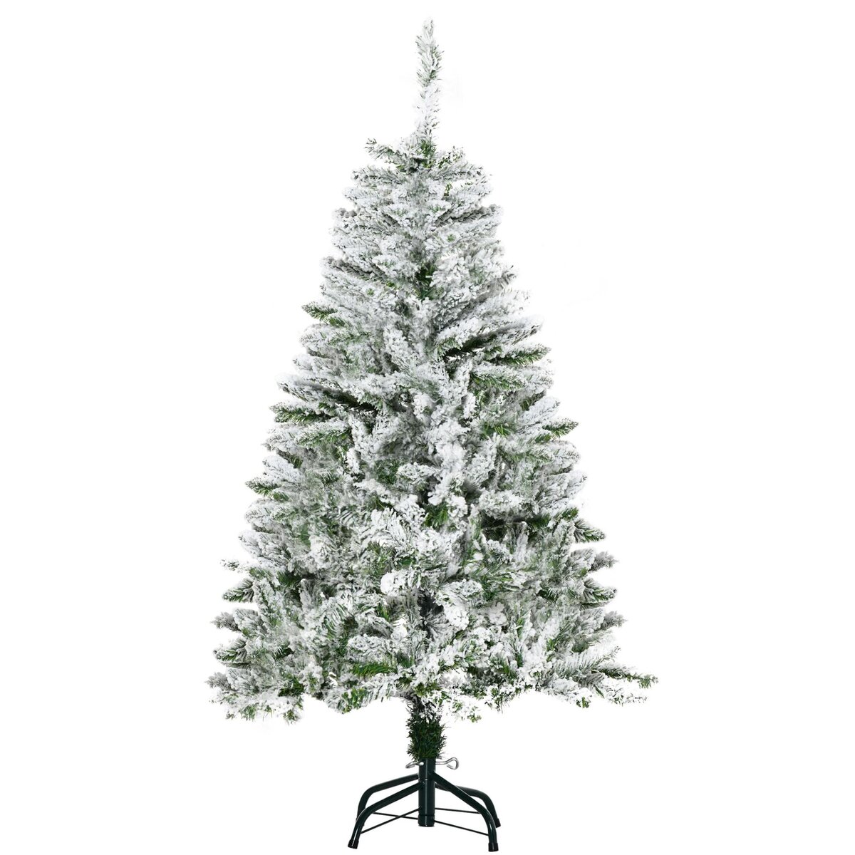 HOMCOM Sapin de Noël artificiel aspect enneigé Ø 70 x 120H cm 200 branches épines imitation Nordmann grand réalisme