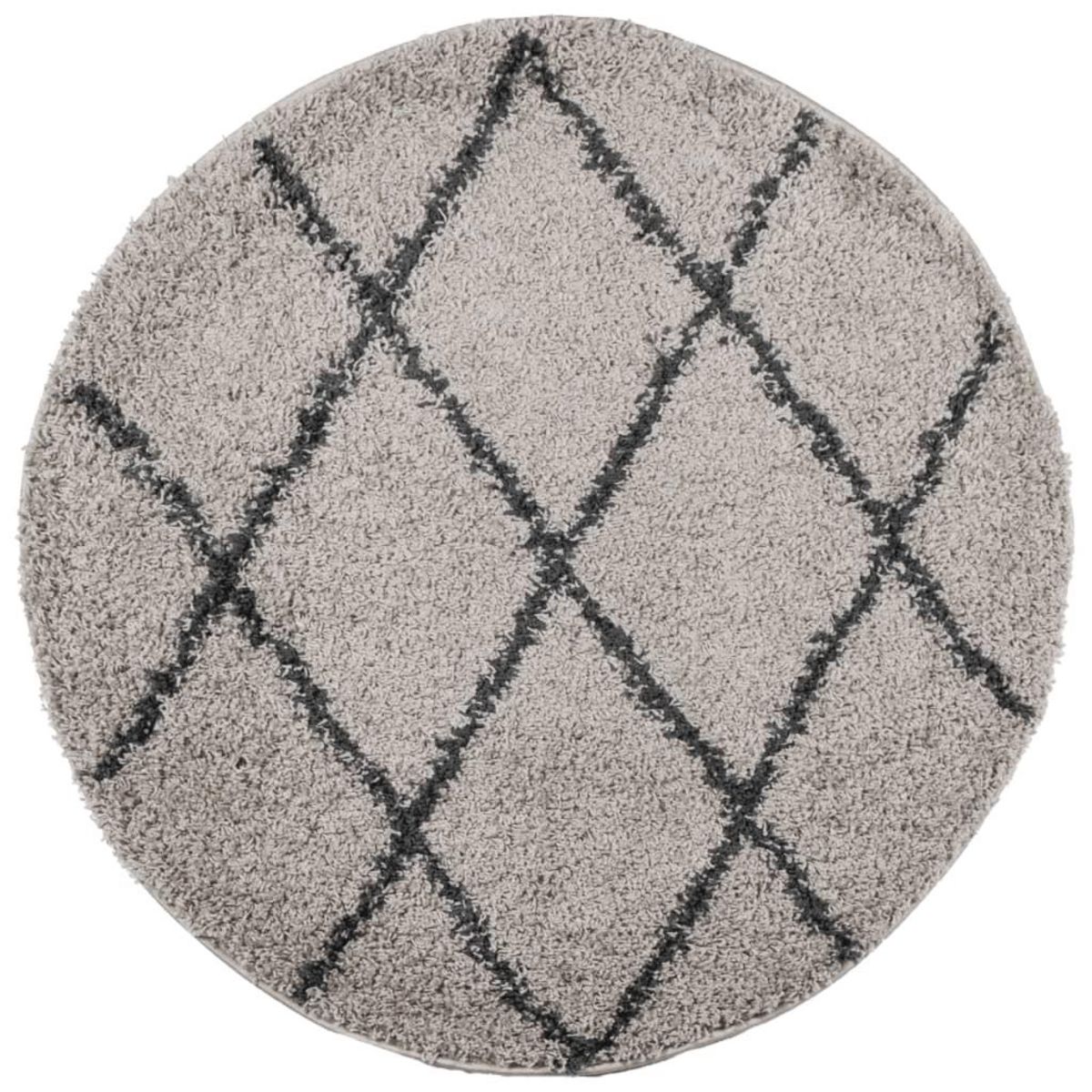 VIDAXL Tapis shaggy a poils longs moderne beige et anthracite Ø 160 cm