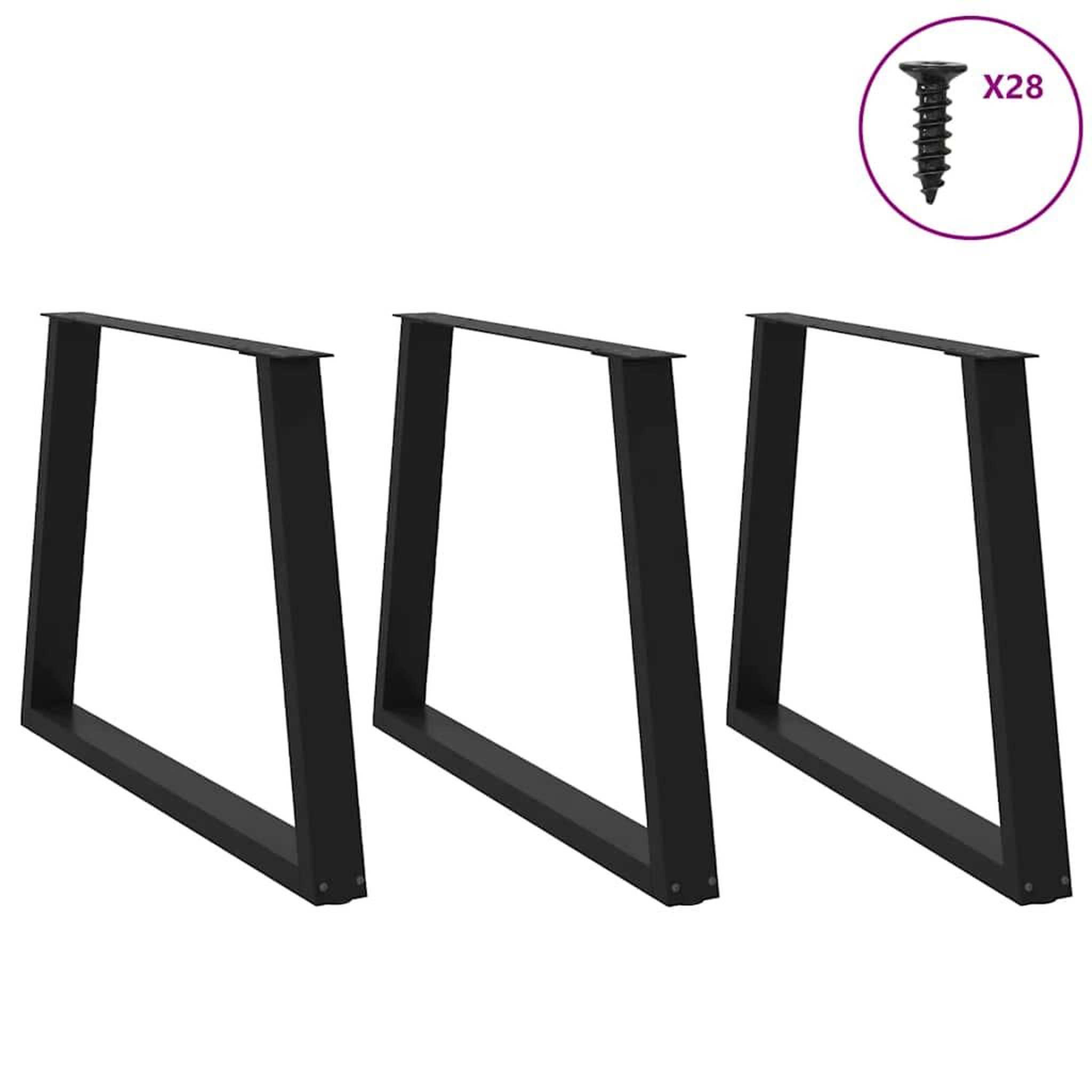 Voir la diapositive 3 : VIDAXL Pieds de table a manger forme de V 3 pcs noir 100x(72-73,3) cm