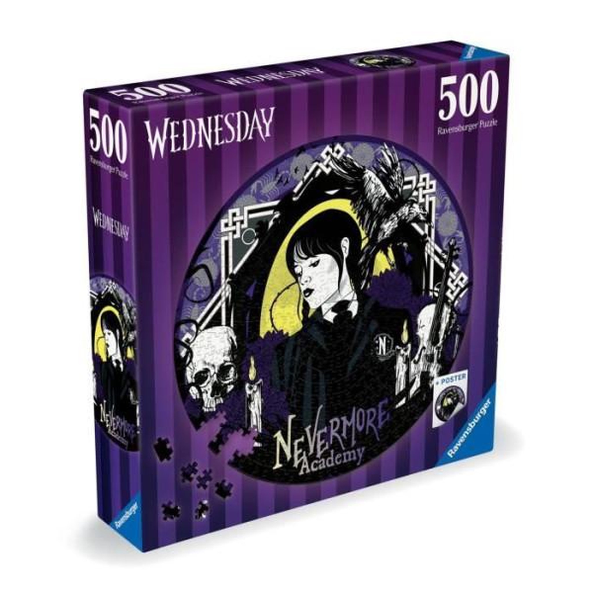 RAVENSBURGER Puzzle rond 500 pieces mercredi adams, dessins animés et bd, des 10 ans, ravensburger