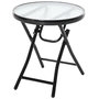 Voir la diapositive 1 : OUTSUNNY Table basse ronde bistro de jardin Ø 45 x 50H cm pliable métal époxy noir plateau verre trempé