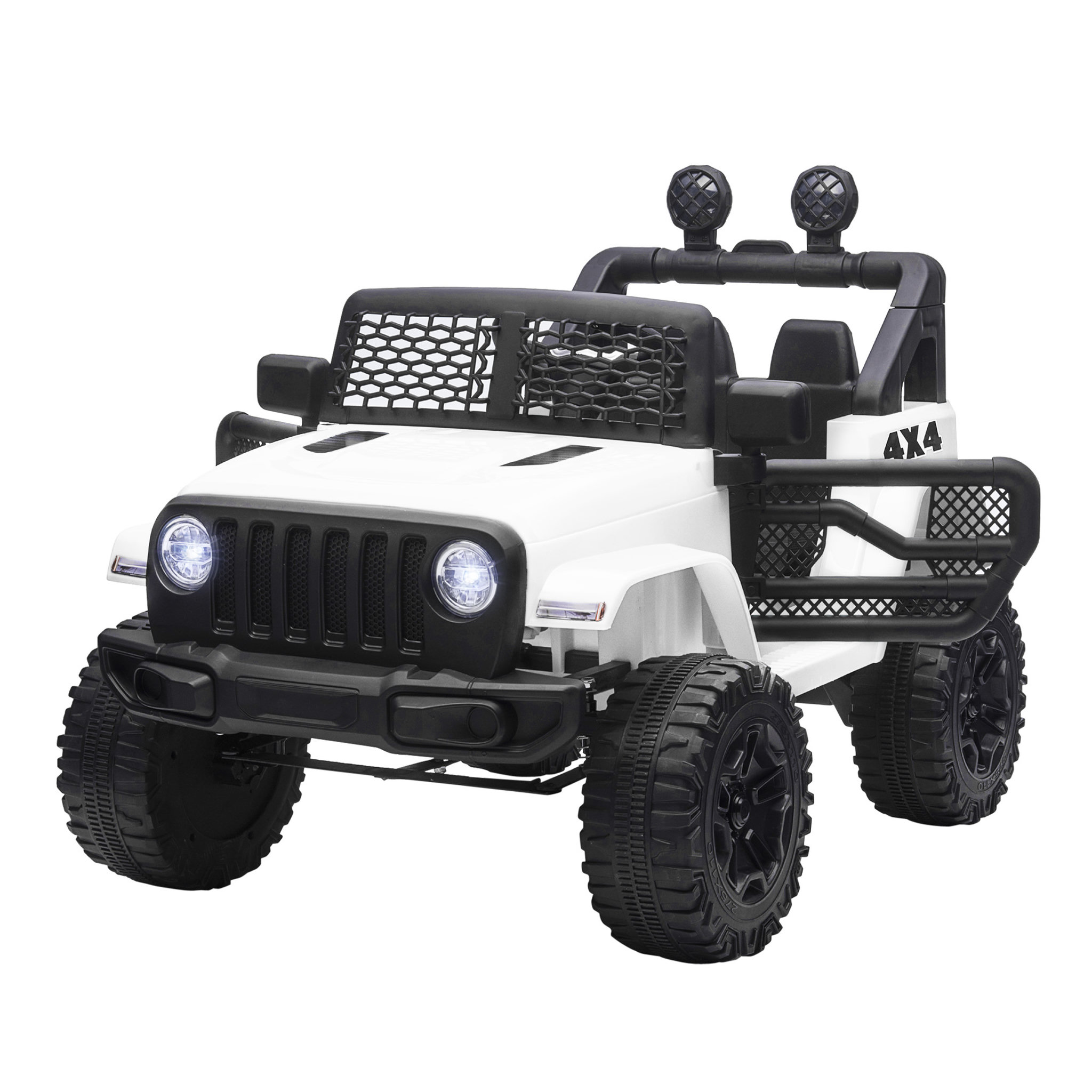 Voir la diapositive 4 : HOMCOM Voiture 4x4 électrique enfant moteur 2 x 35 W 5 Km/h max. télécommande incluse effets lumineux sonore lecteur MP3 USB blanc