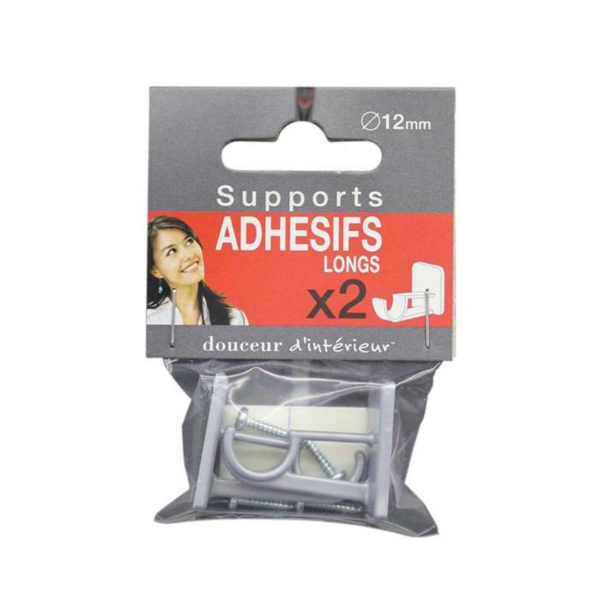 Paris Prix Lot de 2 Supports Adhésifs Longs  Bistrot  1,2cm Gris