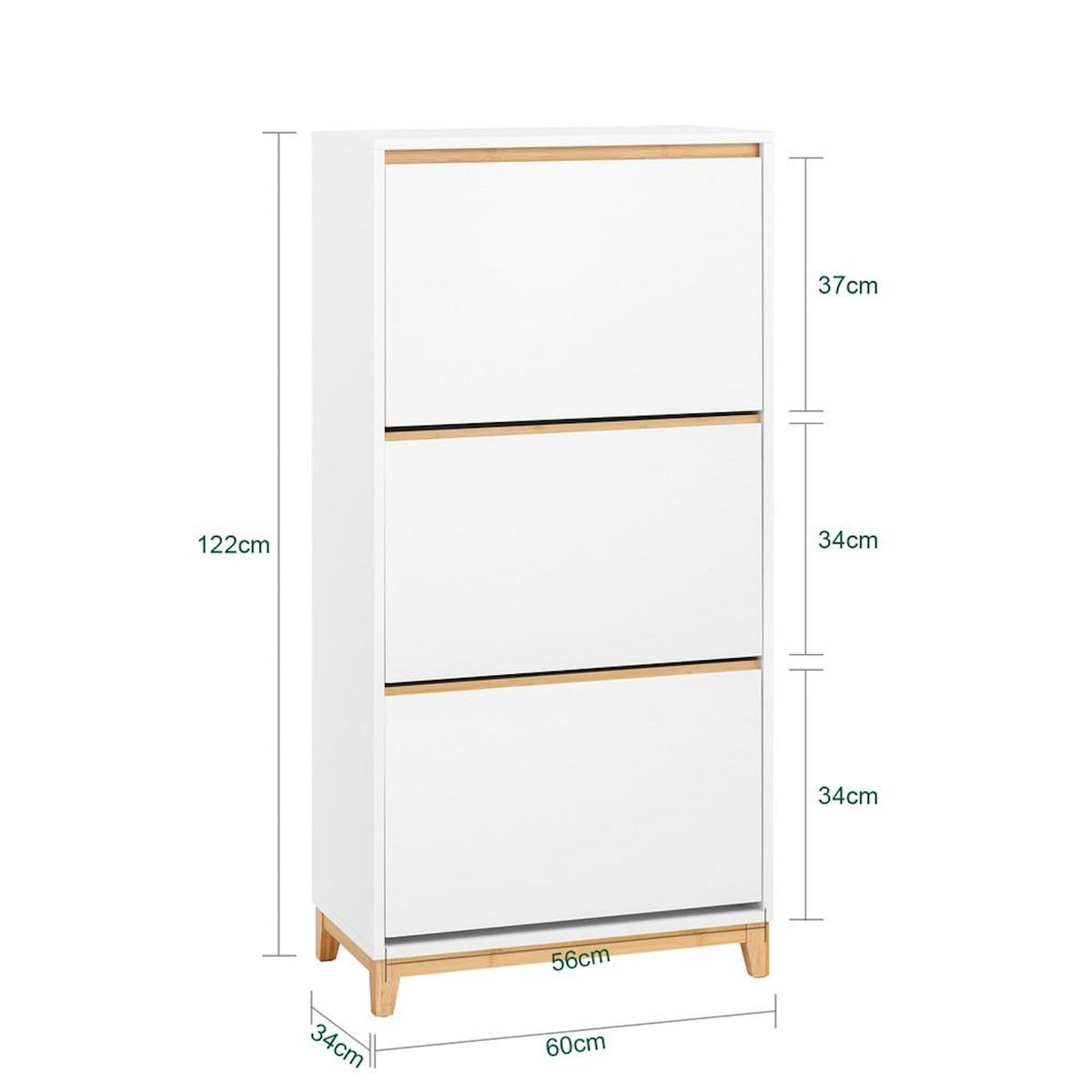 SOBUY SoBuy - Meuble À Chaussures 3 portes - Blanc - 60x34x122cm - Nordique - FSR192-NW