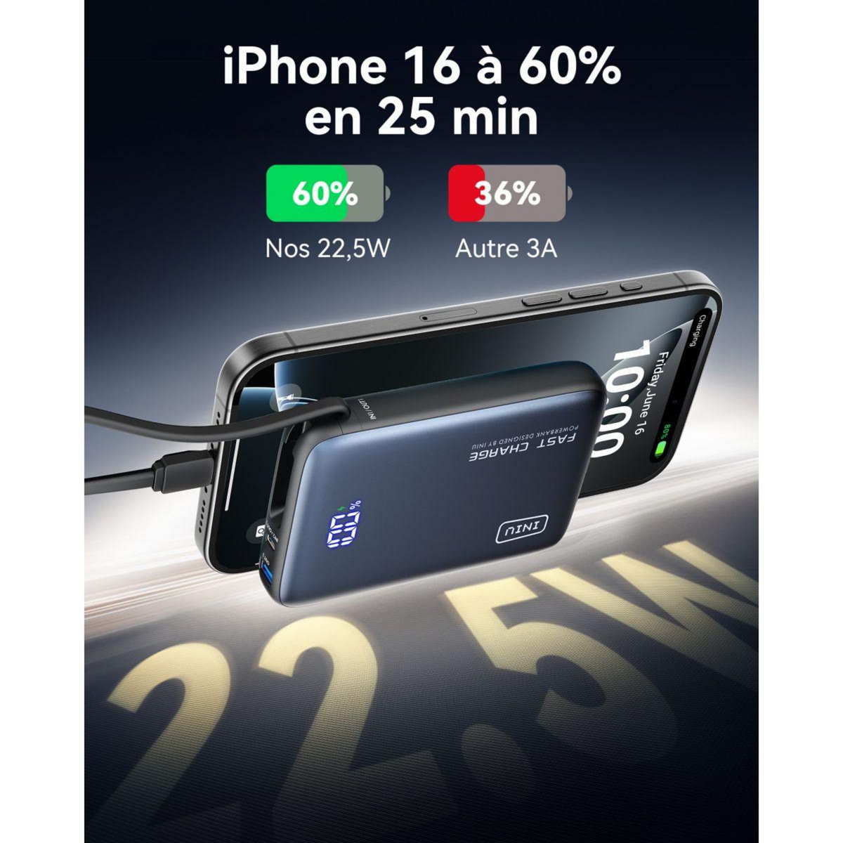 INIU Batterie externe 20 000 mAh Pocket Power