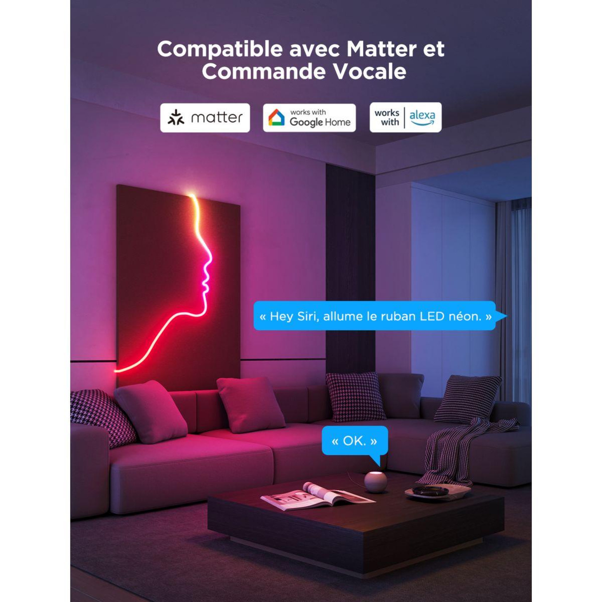 Voir la diapositive 4 : GOVEE Bandeau led neon strip light matter 3m