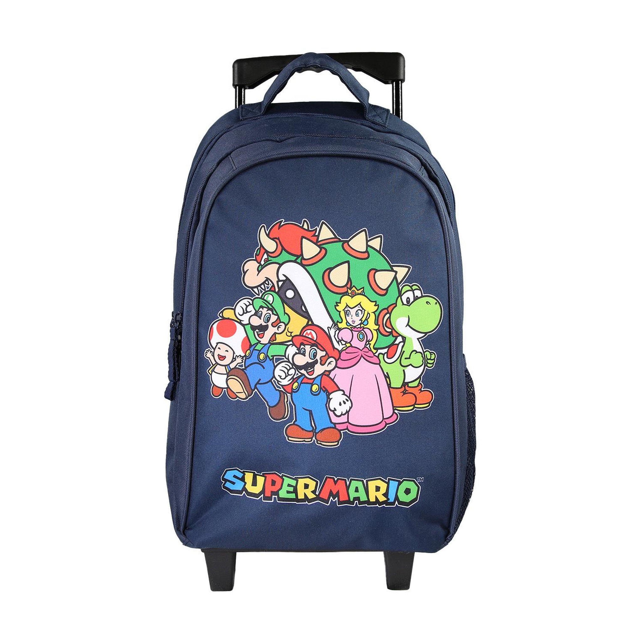 Bagtrotter Bagtrotter - Super Mario - Sac à Dos Scolaire - Sac à Dos à Roulettes -  Marine - 2 Compartiments Zippés - 1 Poche Bouteille - 33x16x45cm - Bretelles Matelassées - Dos Matelassé - Matière Polyester - Sac à Dos Scolaire Primaire
