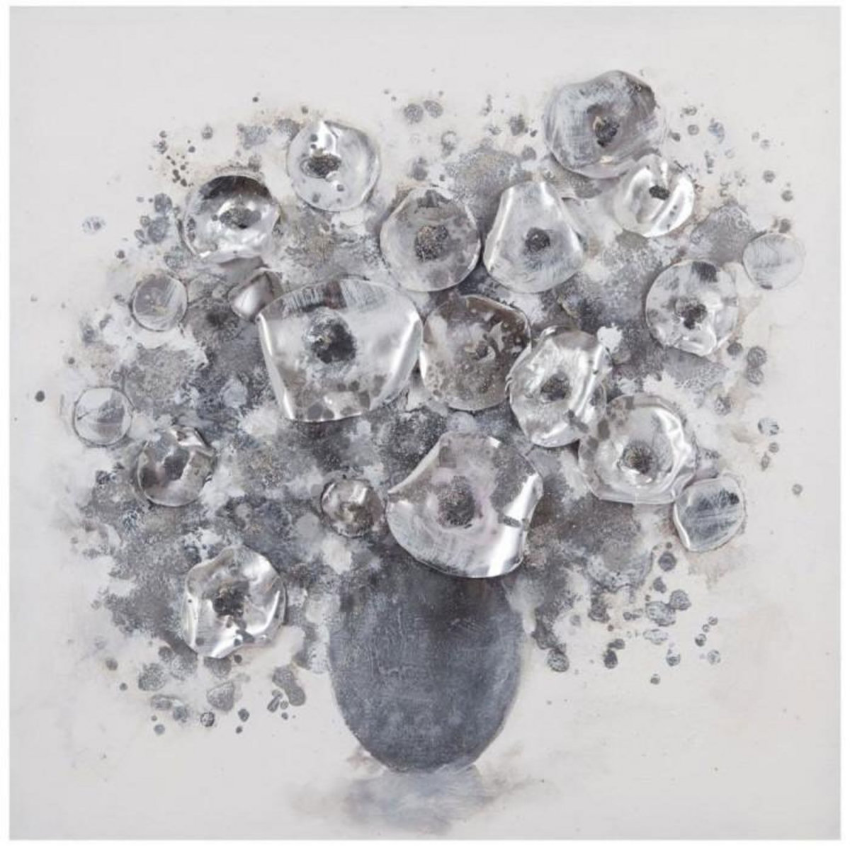 ATMOSPHERA Tableau en Toile Peinte  Bouquet  58x58cm Gris
