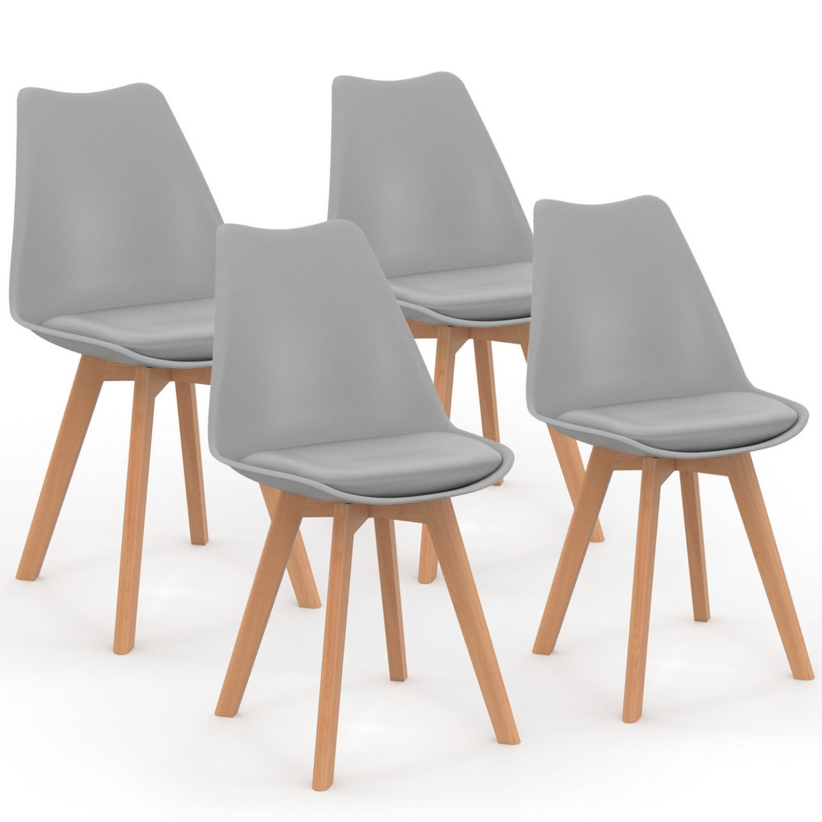 ID MARKET Lot de 4 chaises scandinaves SARA gris clair pour salle à manger