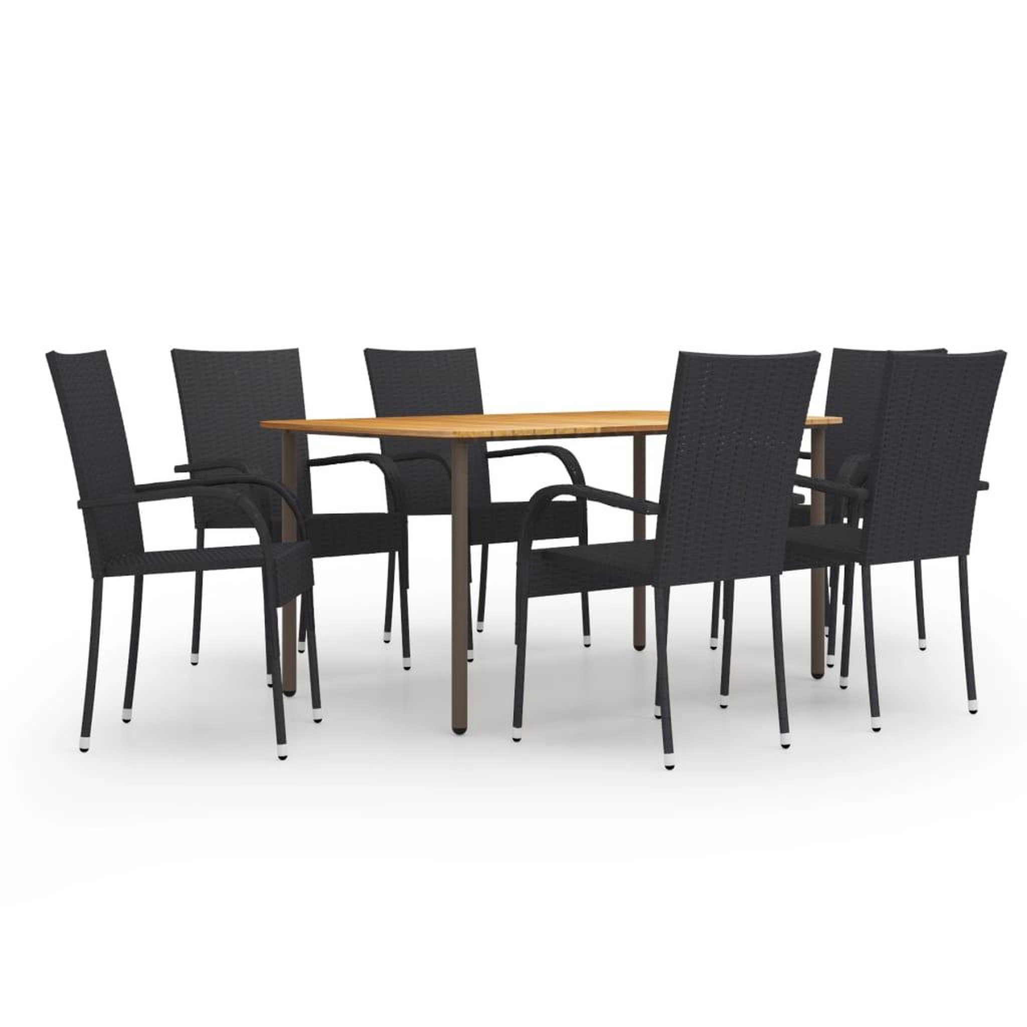 Voir la diapositive 1 : VIDAXL Ensemble a manger de jardin 7 pcs Resine tressee Noir