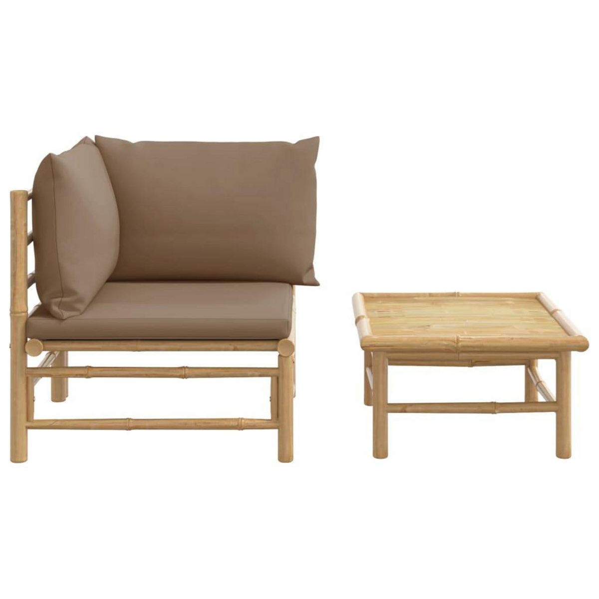 VIDAXL Salon de jardin 2 pcs avec coussins taupe bambou