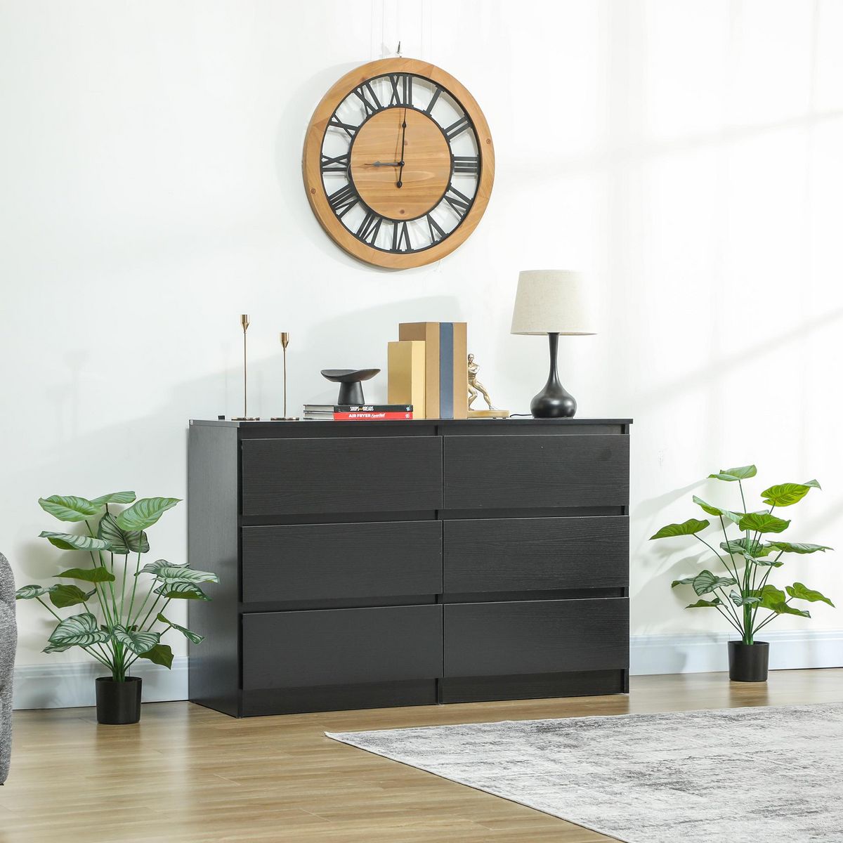 HOMCOM Lot de 2 plantes artificielles H.65cm 18 feuilles par plante pots inclus