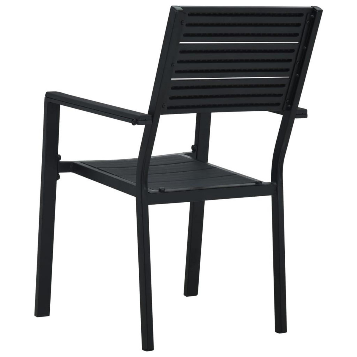 VIDAXL Chaises de jardin lot de 2 Noir PEHD Aspect de bois