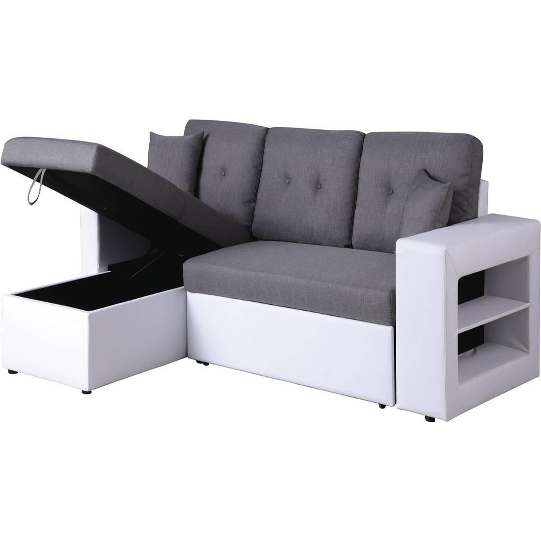 Habitat et Jardin Canapé d'angle convertible/réversible  axel  - 3 places - blanc/gris