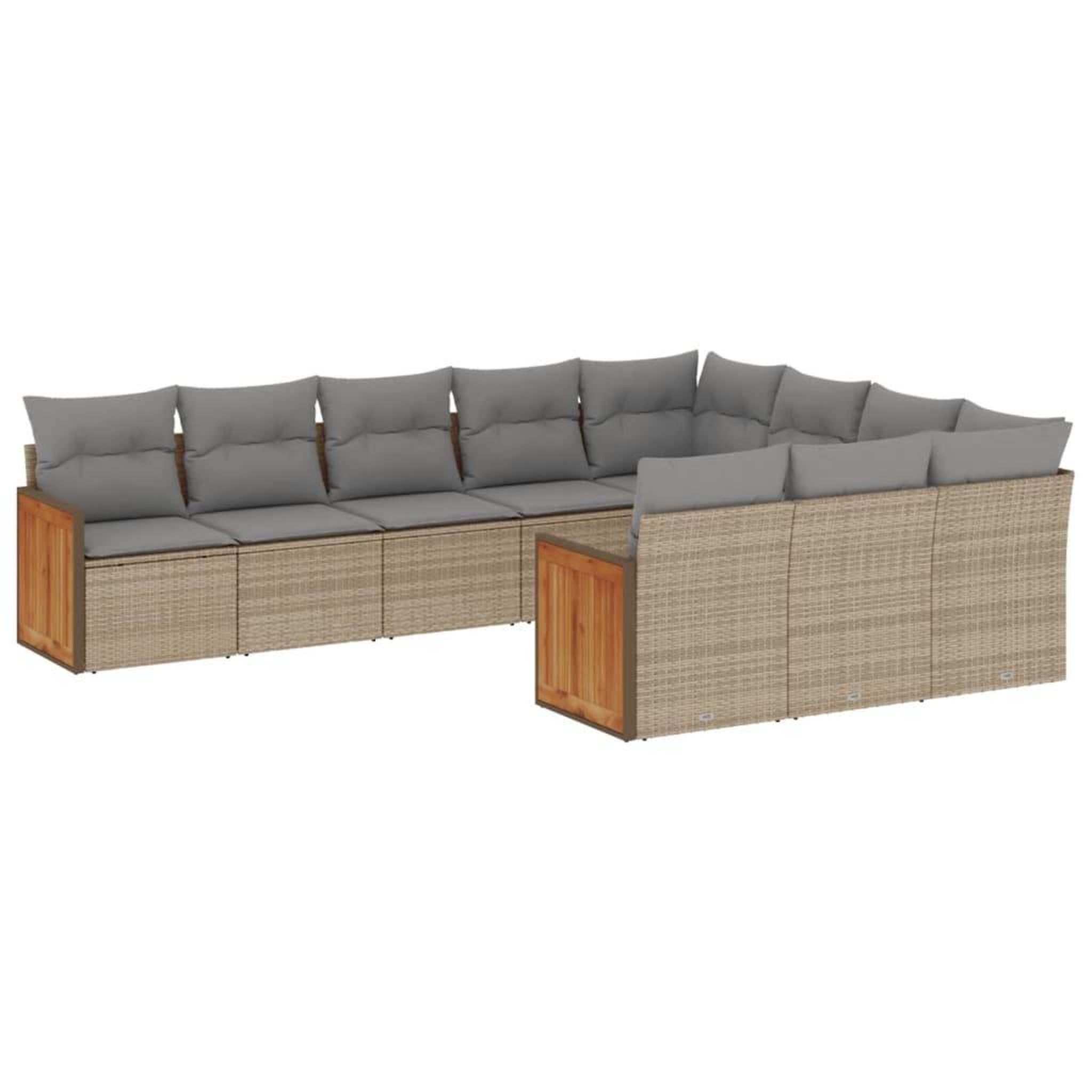 Voir la diapositive 2 : VIDAXL Salon de jardin avec coussins 10 pcs beige resine tressee