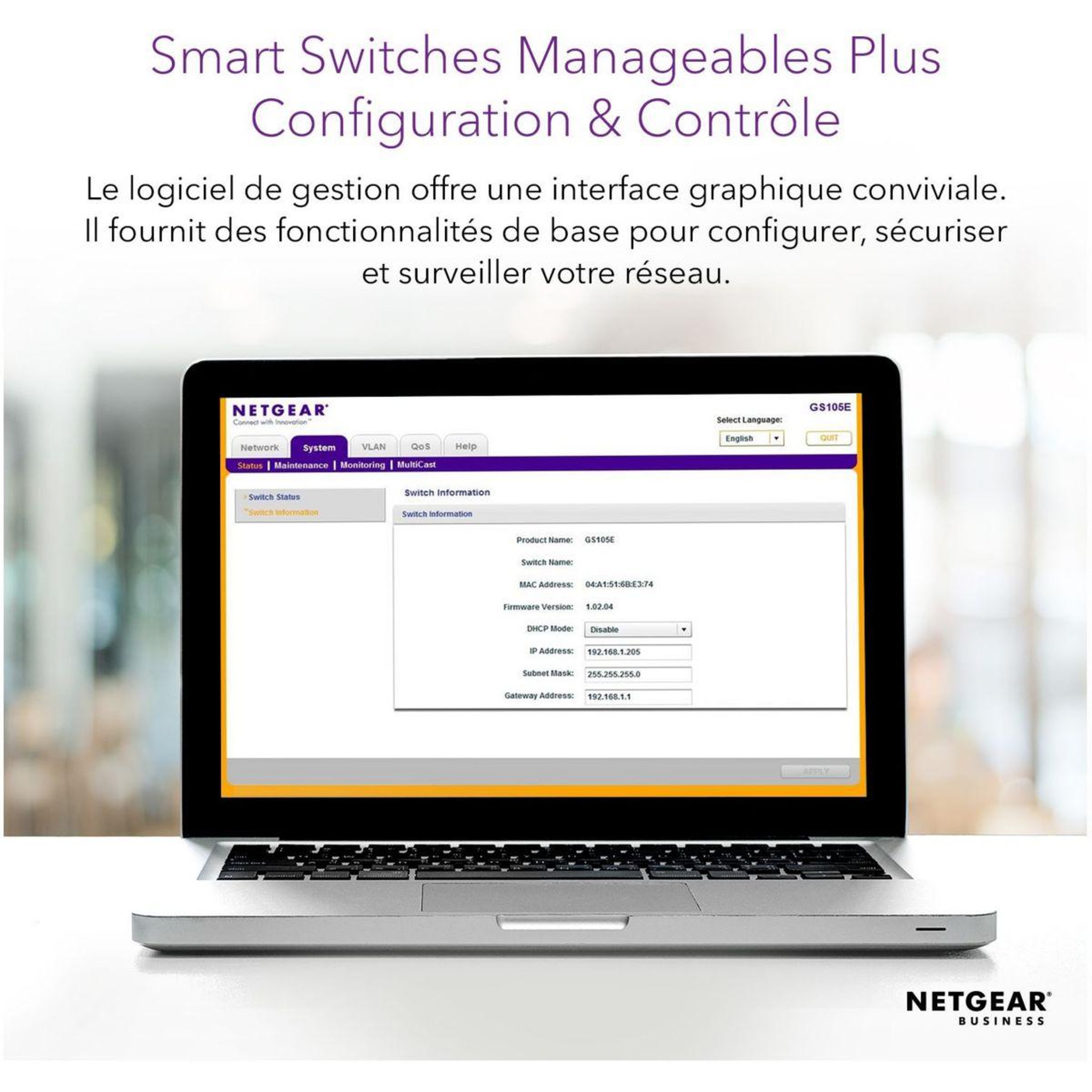 Voir la diapositive 5 : Netgear Switch ethernet GS105E Metal 5 Ports Gbps +Interface web
