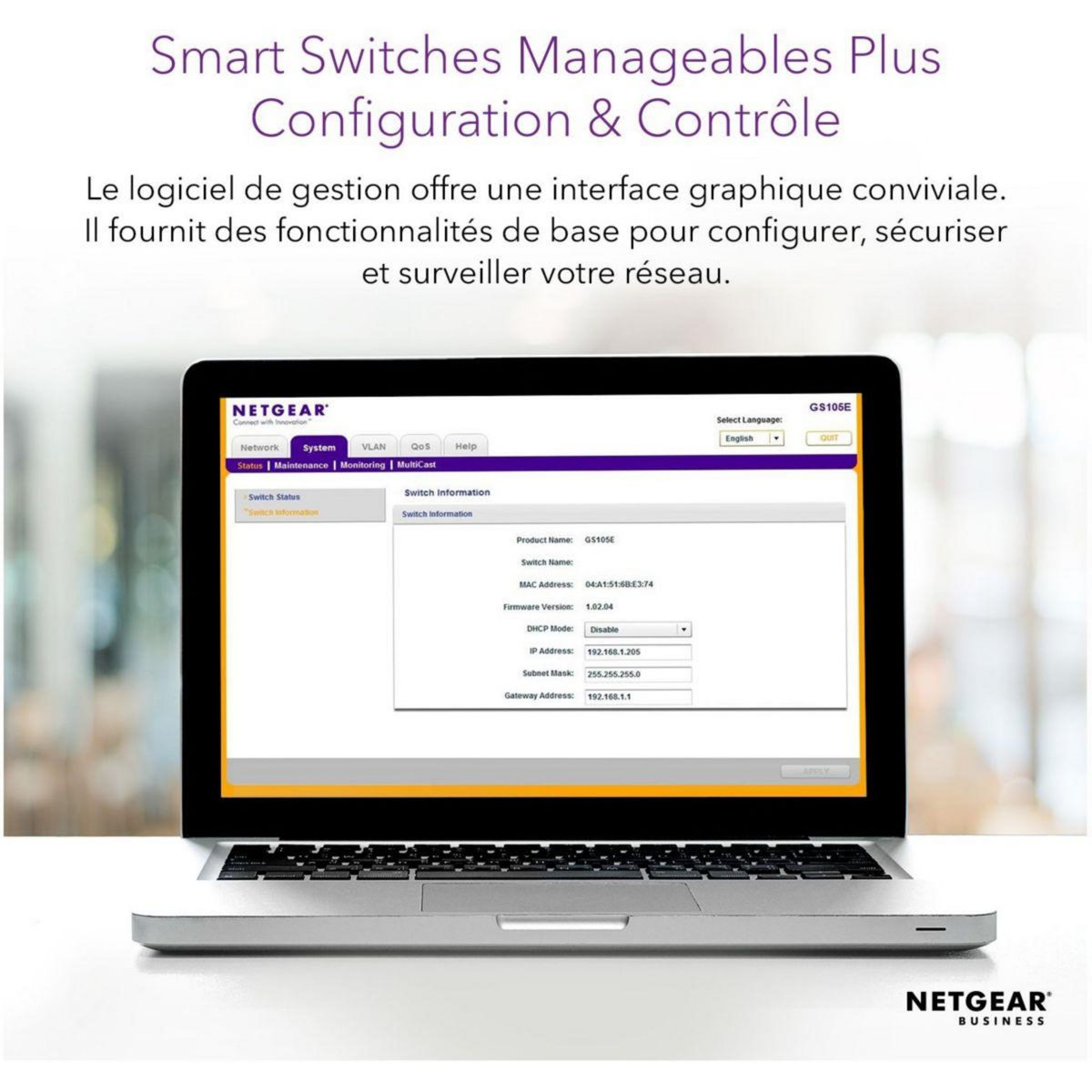 Netgear Switch ethernet GS105E Metal 5 Ports Gbps +Interface web