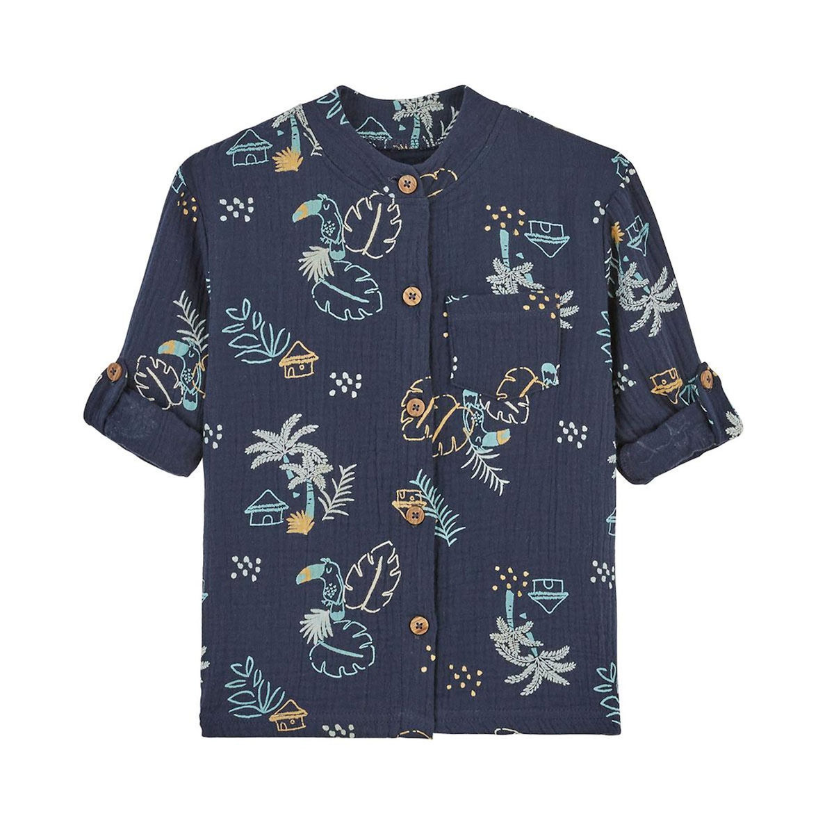 Petit Béguin Chemise bébé en gaze de coton Athi
