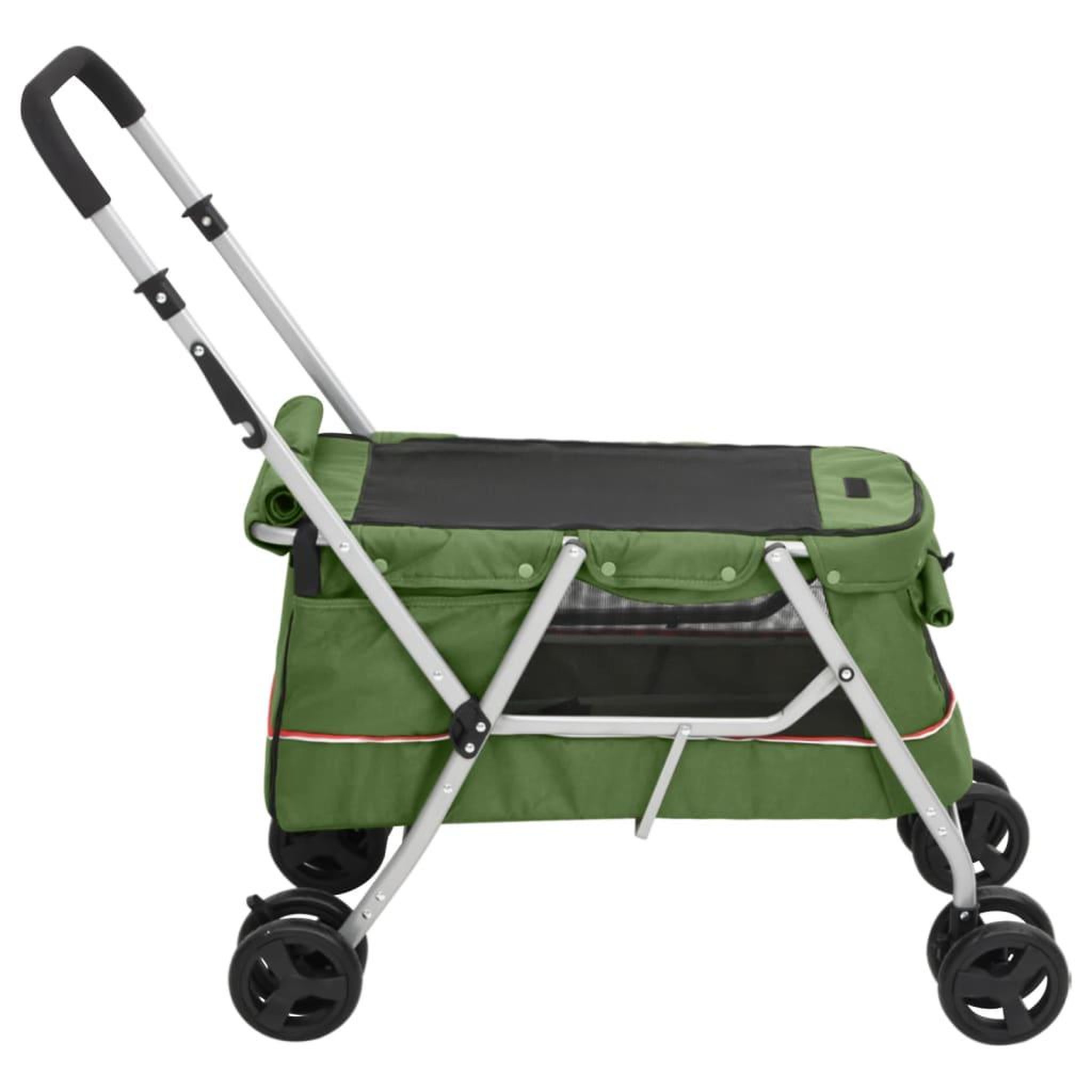 Voir la diapositive 5 : VIDAXL Poussette pour chien pliante Vert 100x49x96 cm Tissu de lin