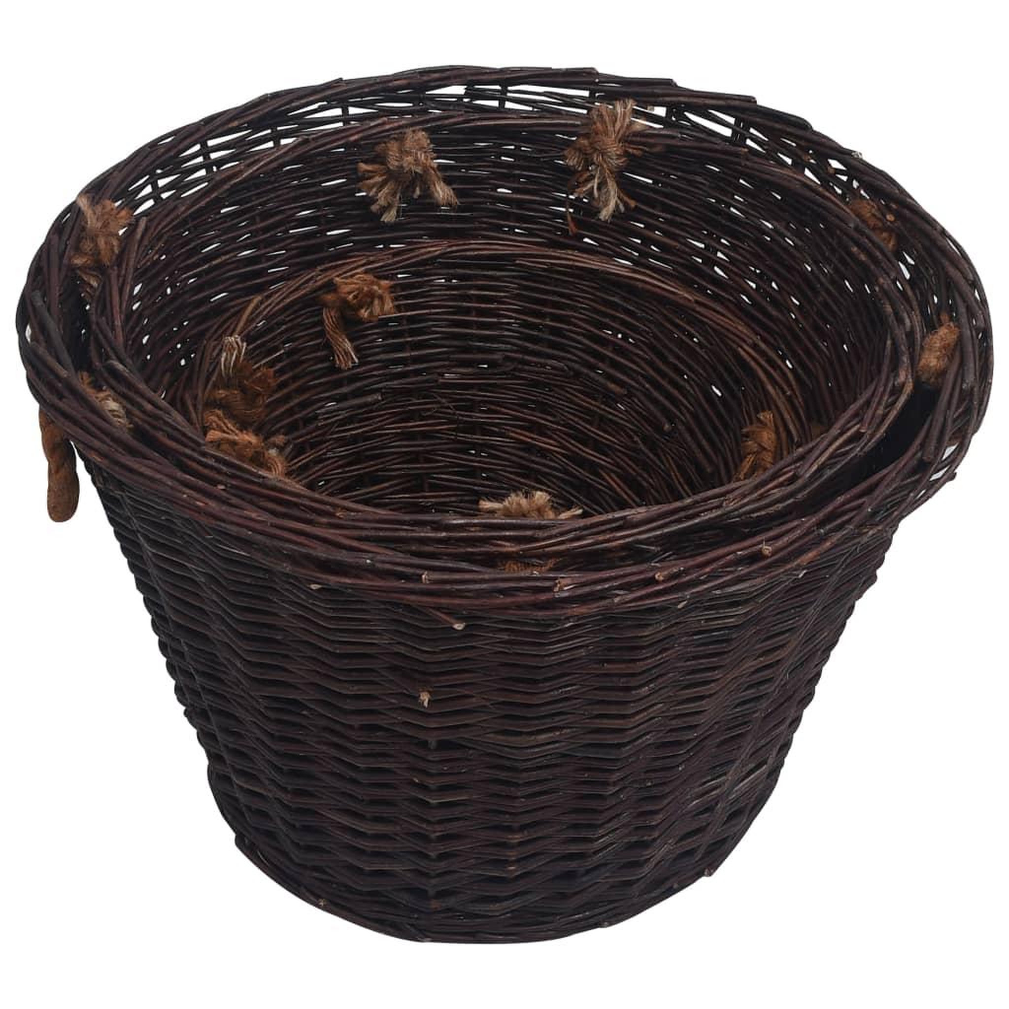 Voir la diapositive 5 : VIDAXL Jeu 3 paniers empilables a bois de chauffage Marron fonce Saule