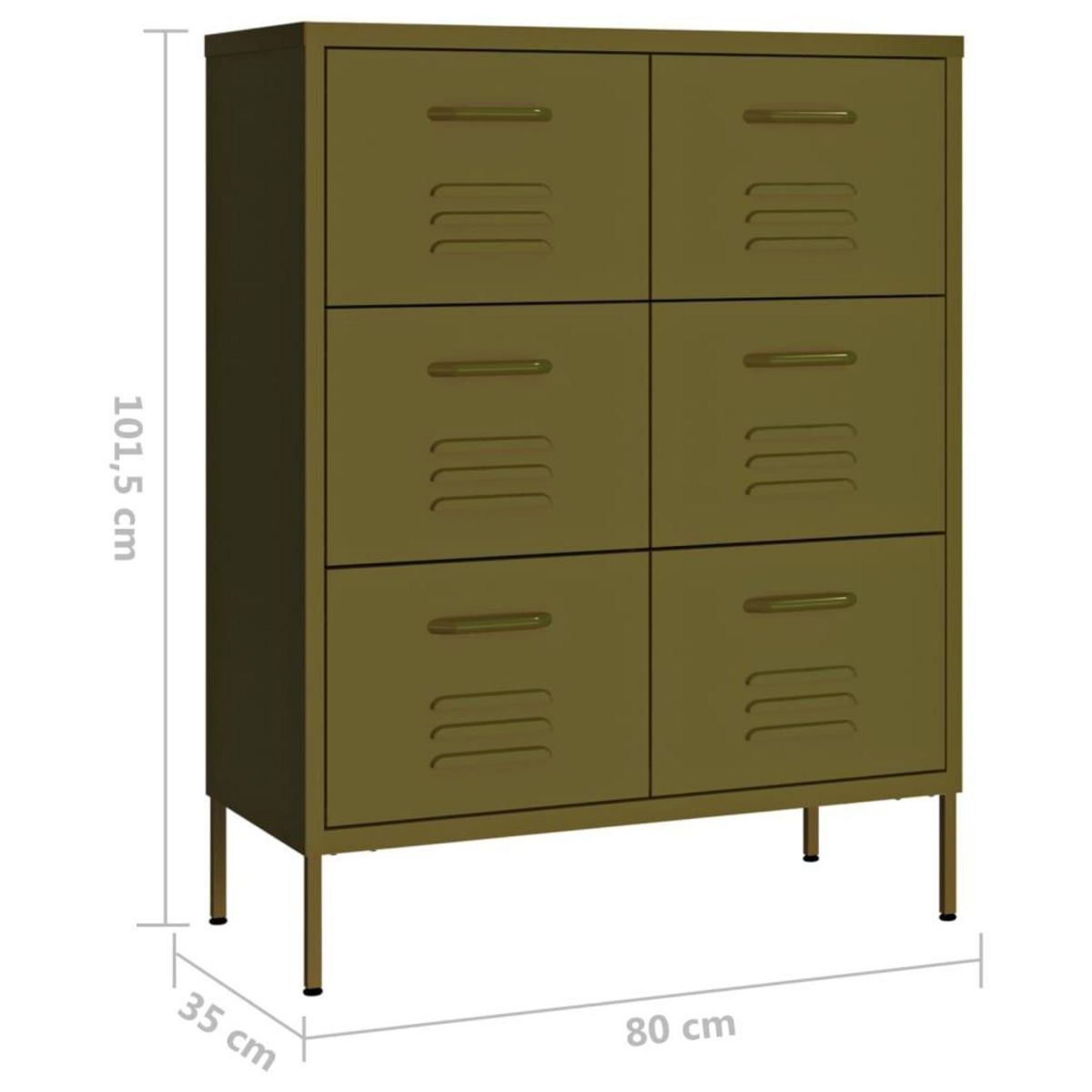 VIDAXL Armoire a tiroirs Vert olive 80x35x101,5 cm Acier