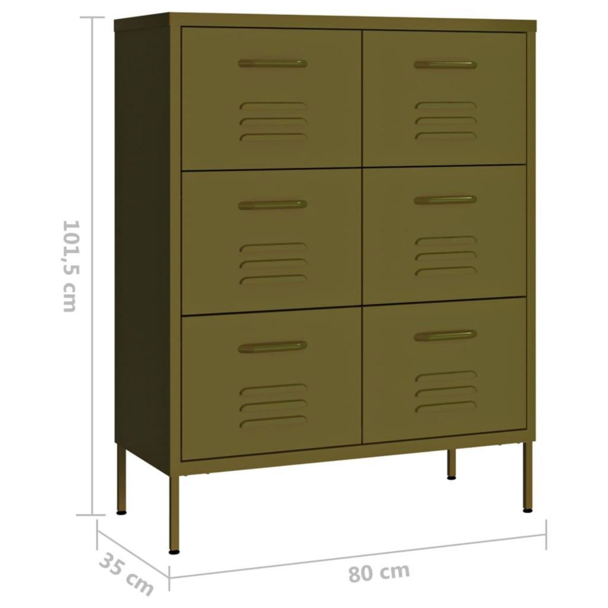 VIDAXL Armoire a tiroirs Vert olive 80x35x101,5 cm Acier