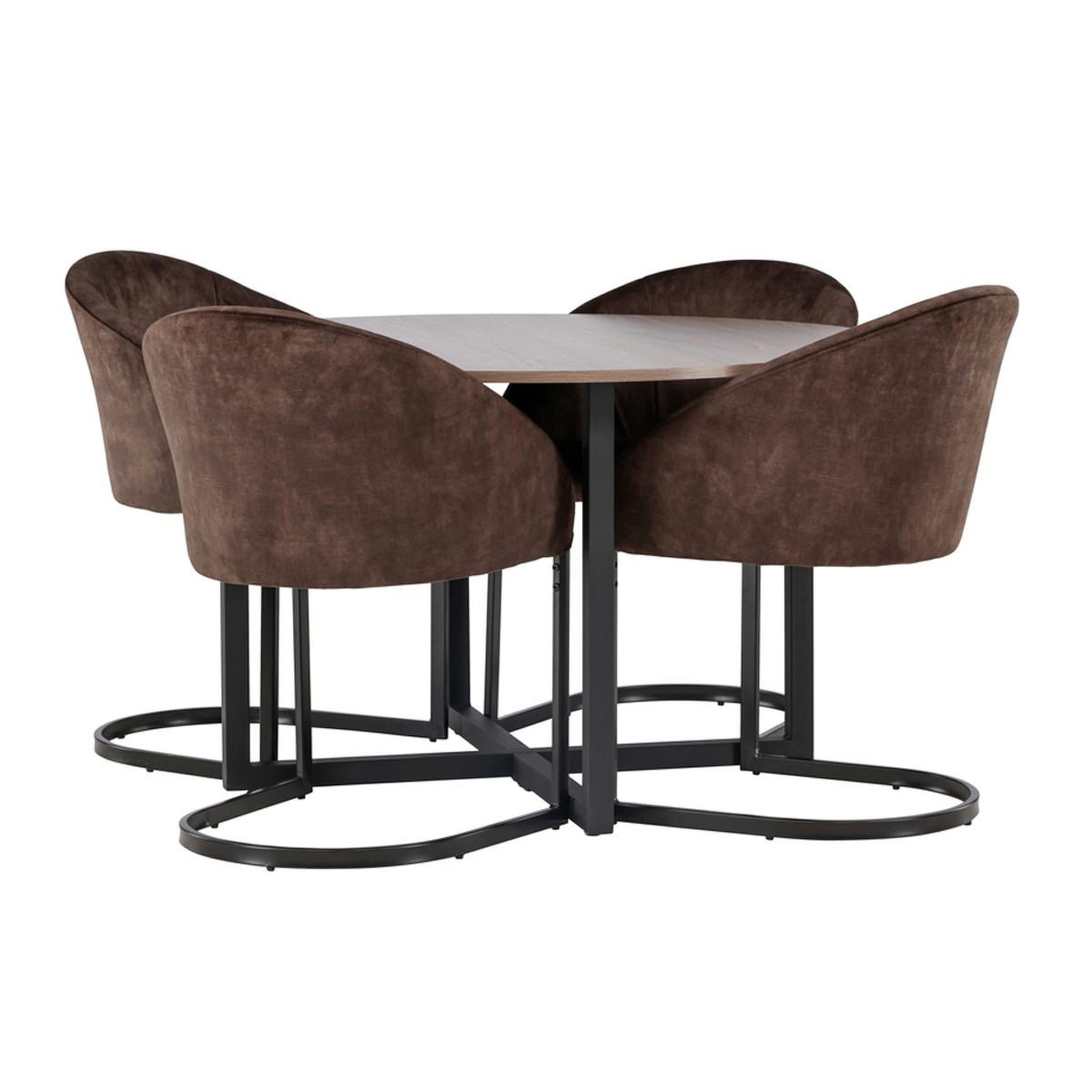 Paris Prix Ensemble table à manger & 4 chaises  durango & evening  120cm noyer & marron