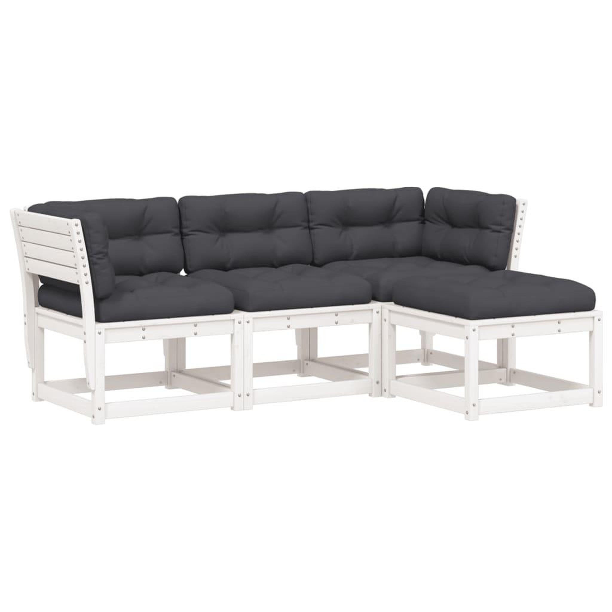 Voir la diapositive 2 : VIDAXL Salon de jardin 4 pcs avec coussins blanc bois de pin massif